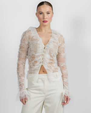 Embroidered Net Top