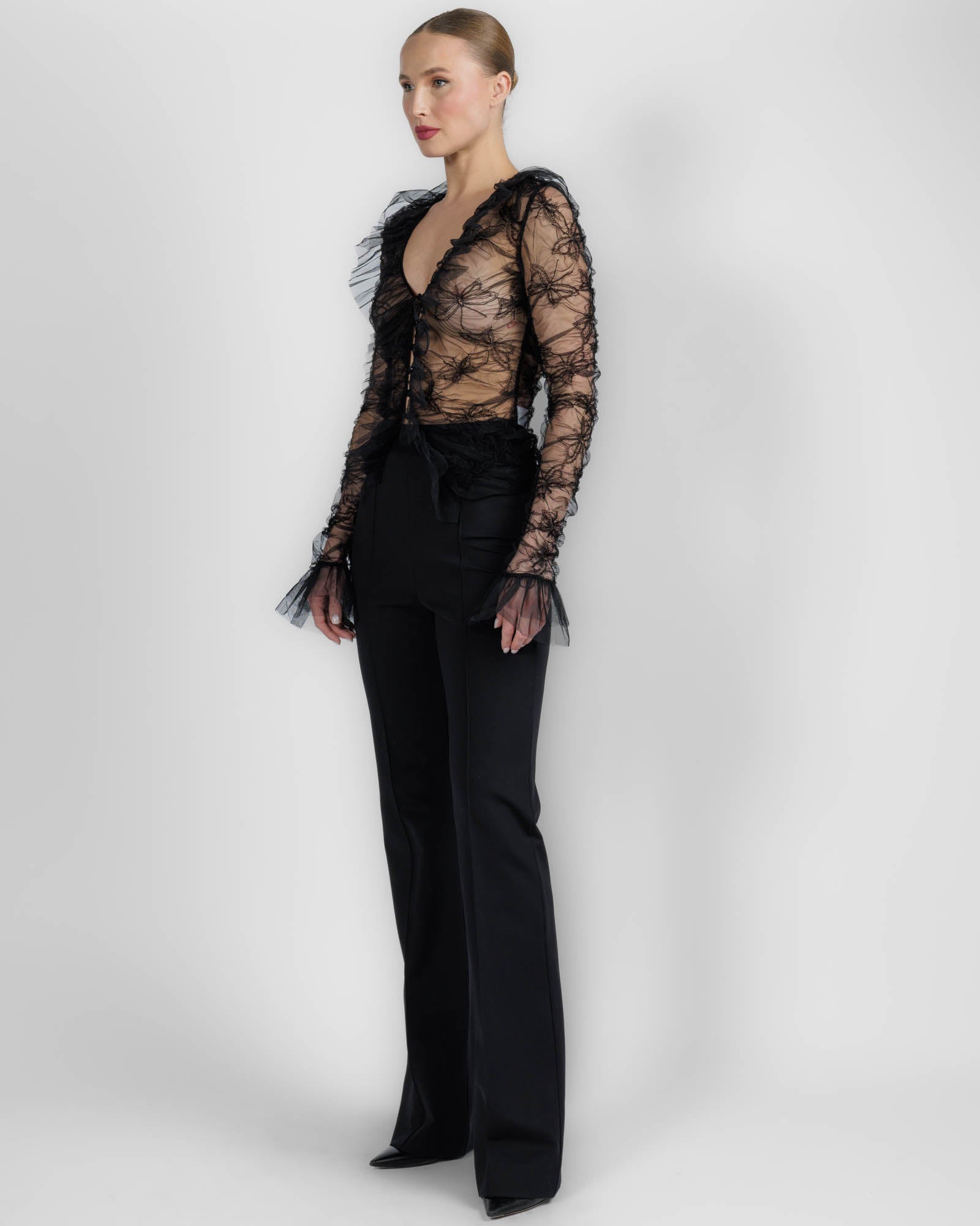 Embroidered Net Top