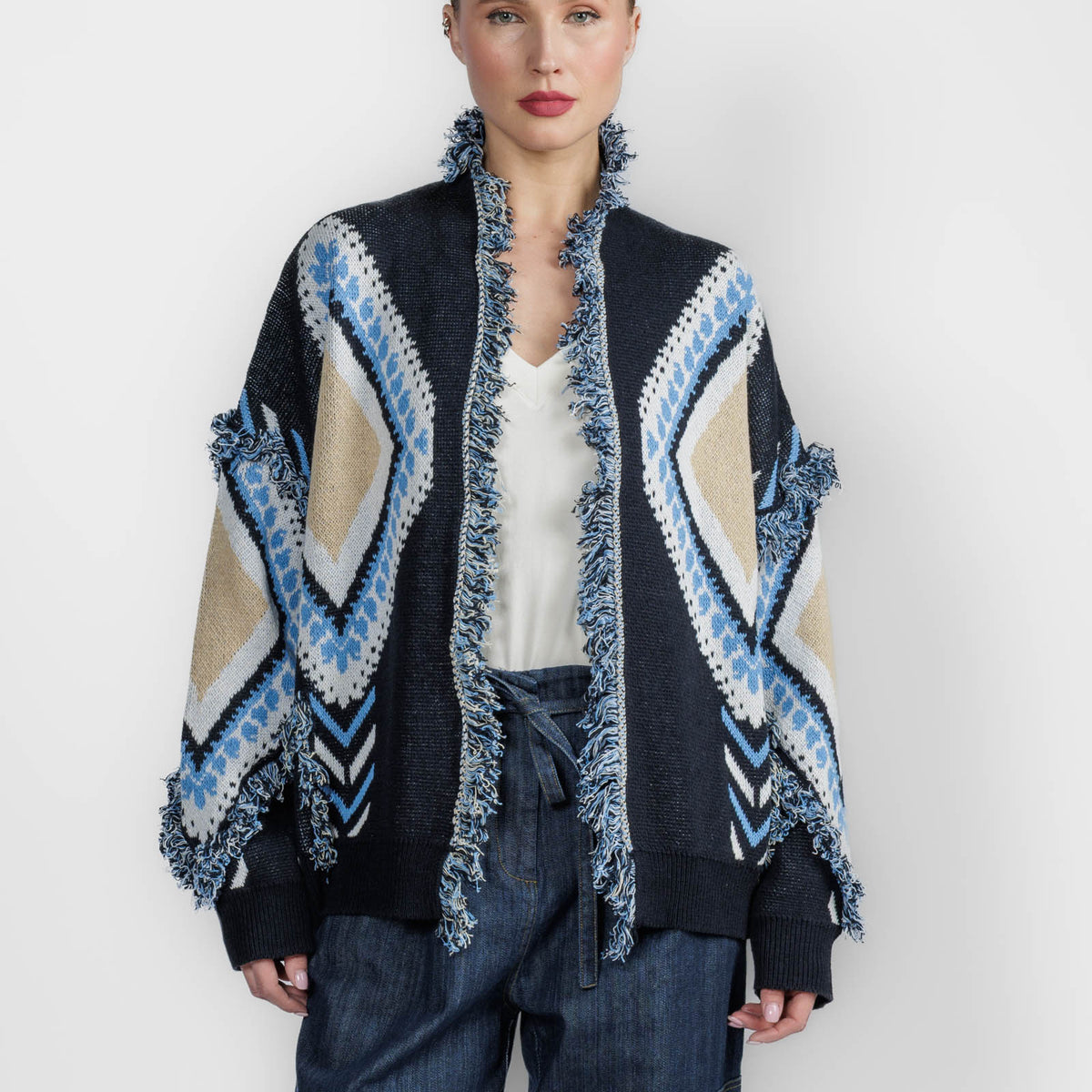 TENSIONE Print Geometric Cardigan