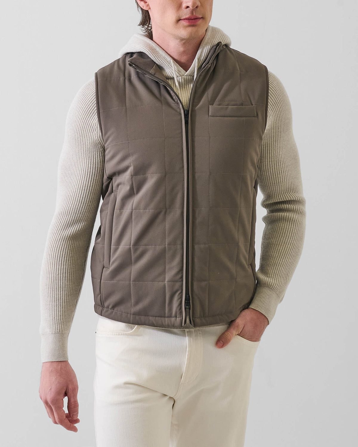 Grid Quilt Zip Vest