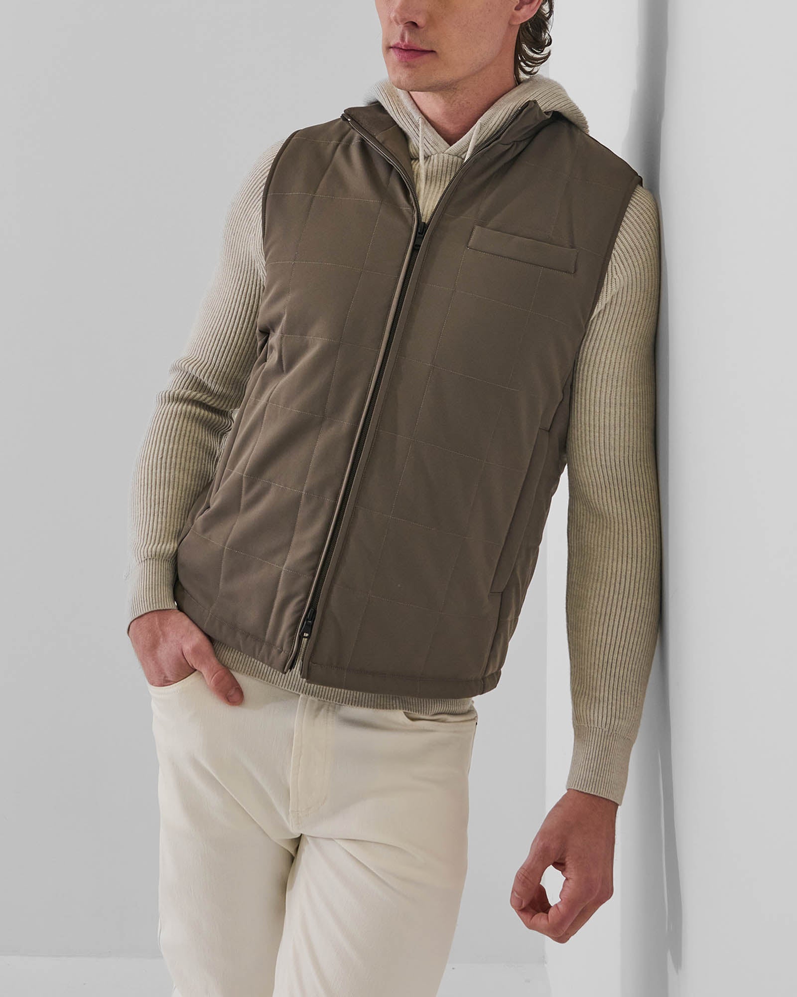 Grid Quilt Zip Vest
