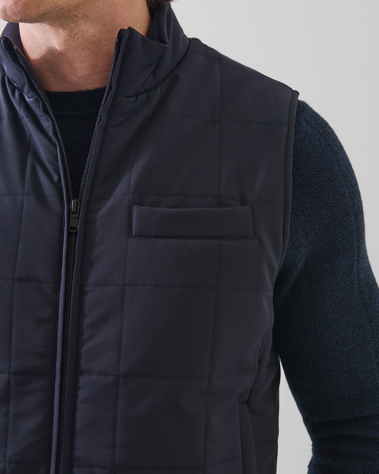 Grid Quilt Zip Vest