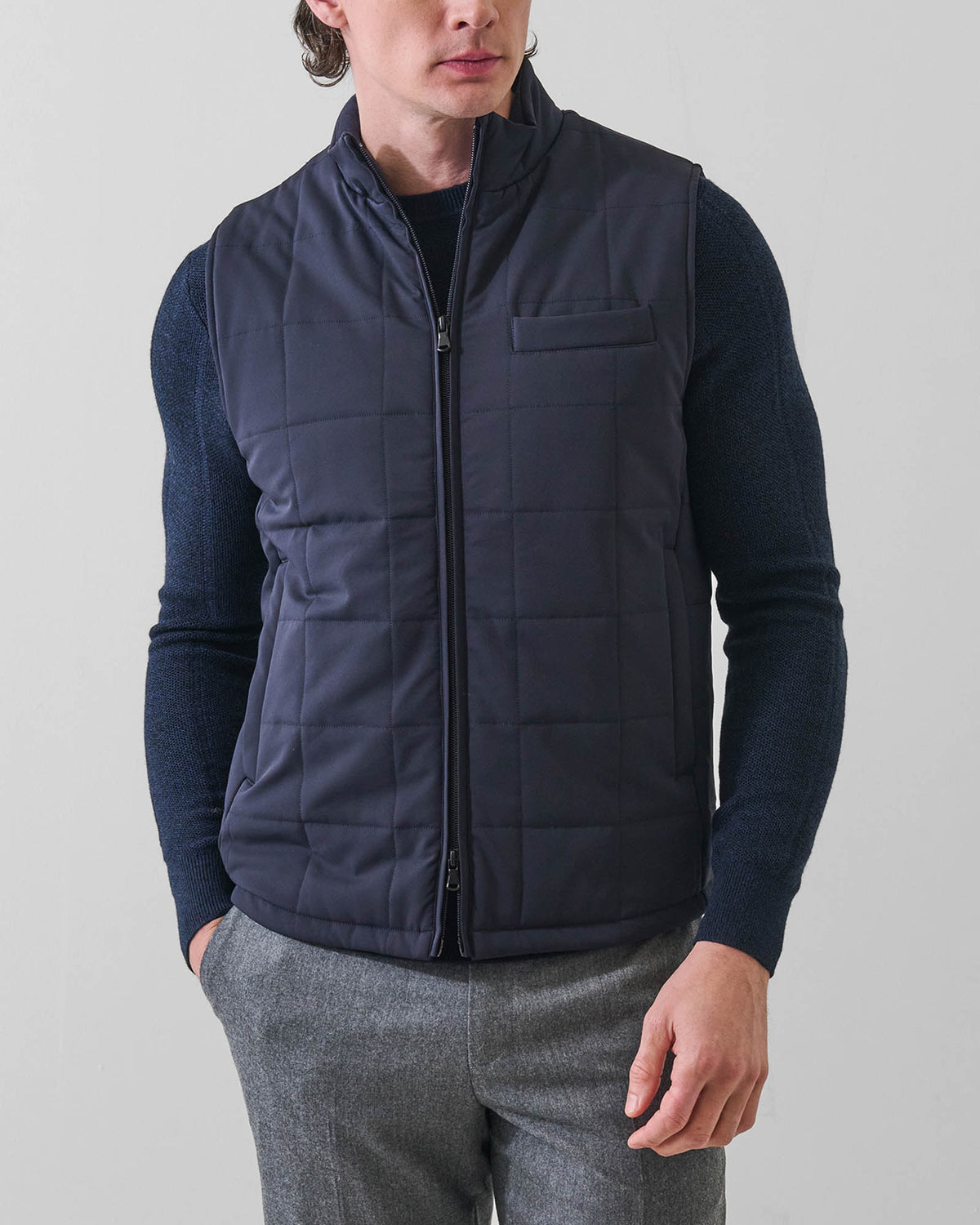 Grid Quilt Zip Vest