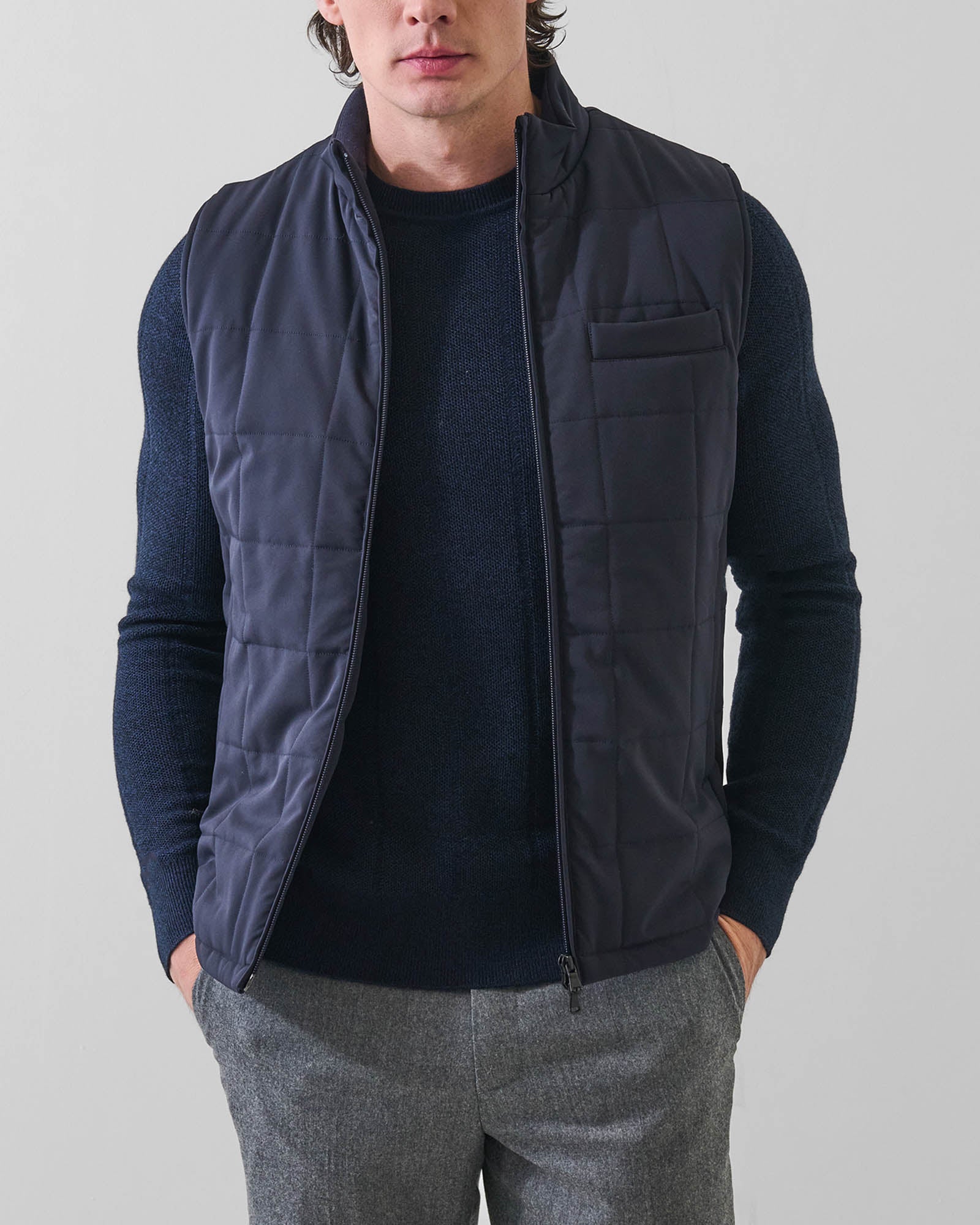 Grid Quilt Zip Vest