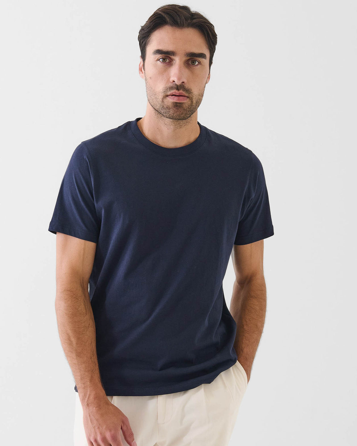 Organic Pima High Neck Crew Tee