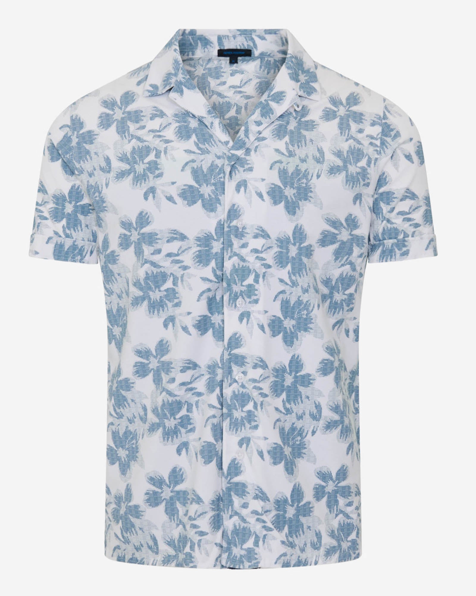 Pima Cotton Stretch Tropical Print Camp Collar Shirt