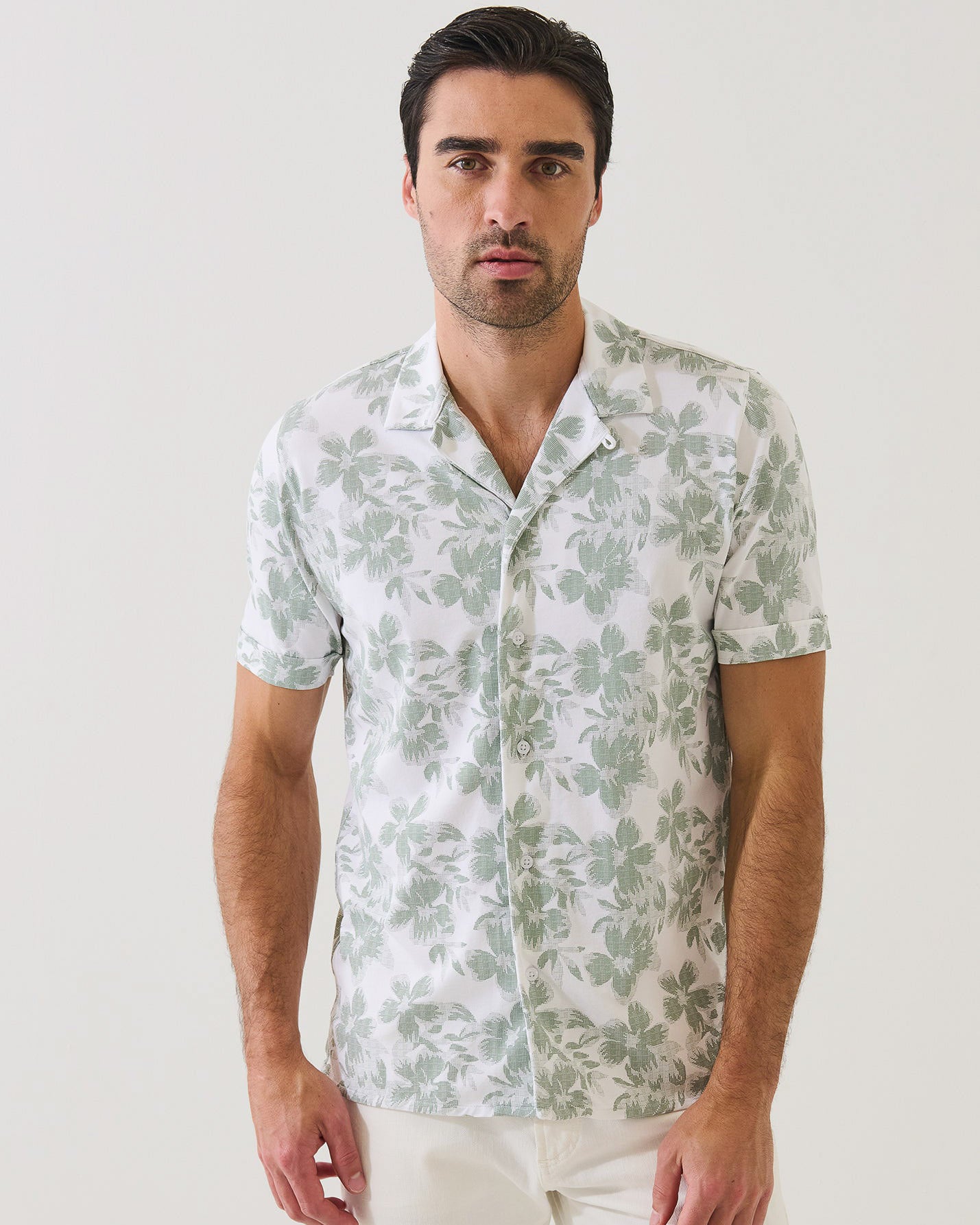 Tropical Print Camp Collar Shirt