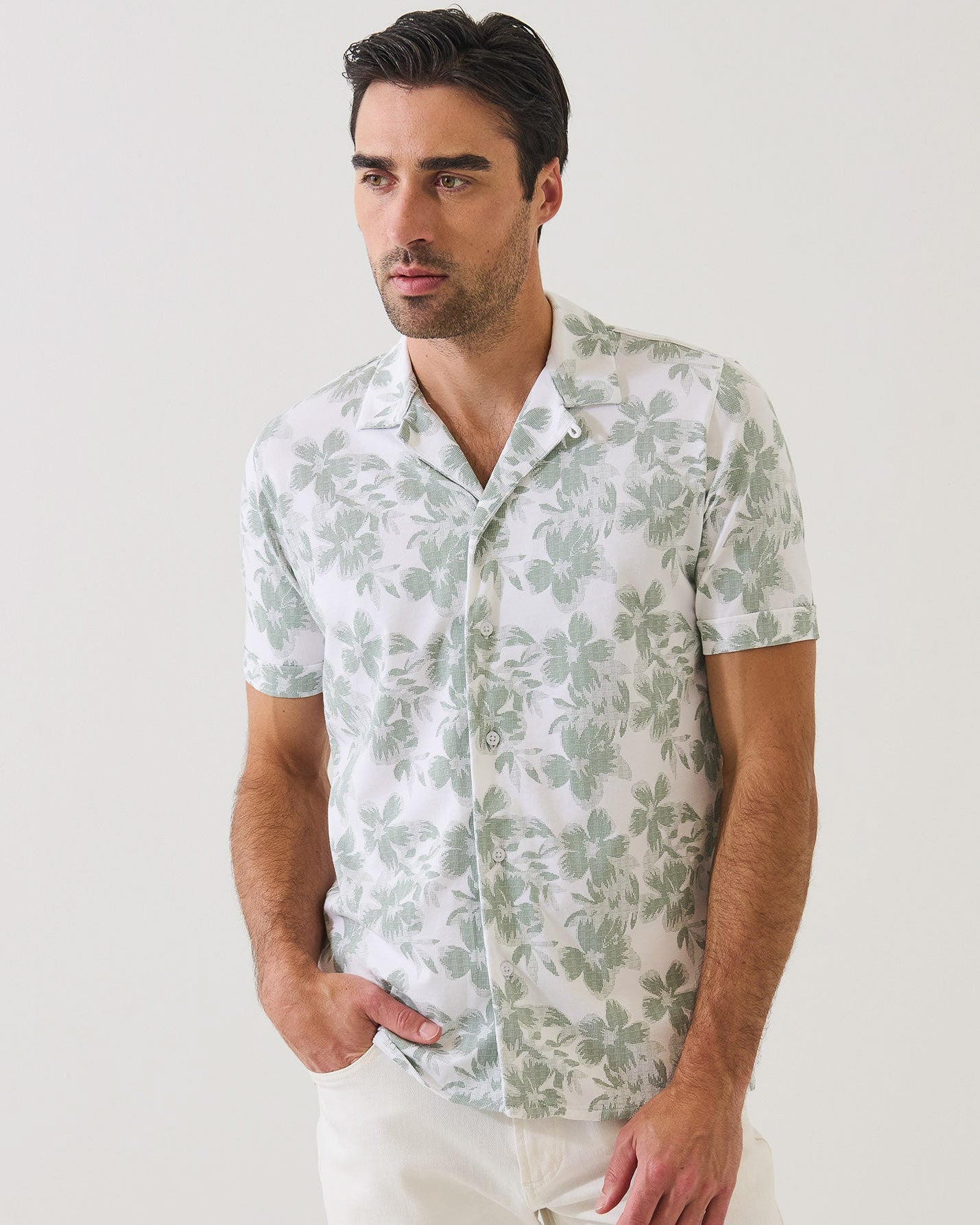 Tropical Print Camp Collar Shirt