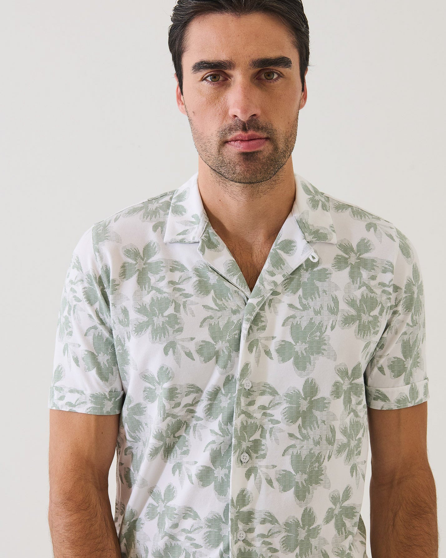 Tropical Print Camp Collar Shirt
