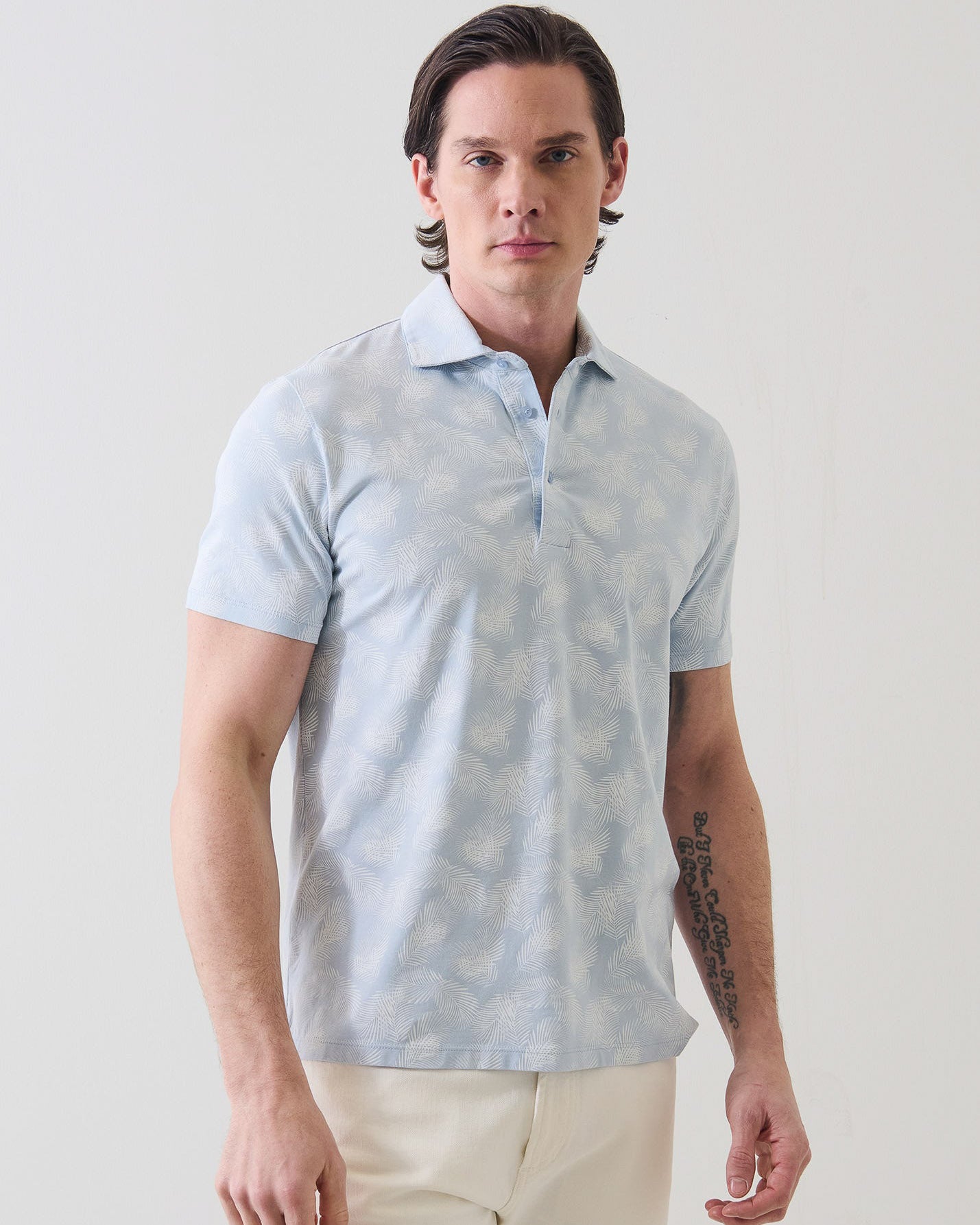 Tropical Leaf Print Polo