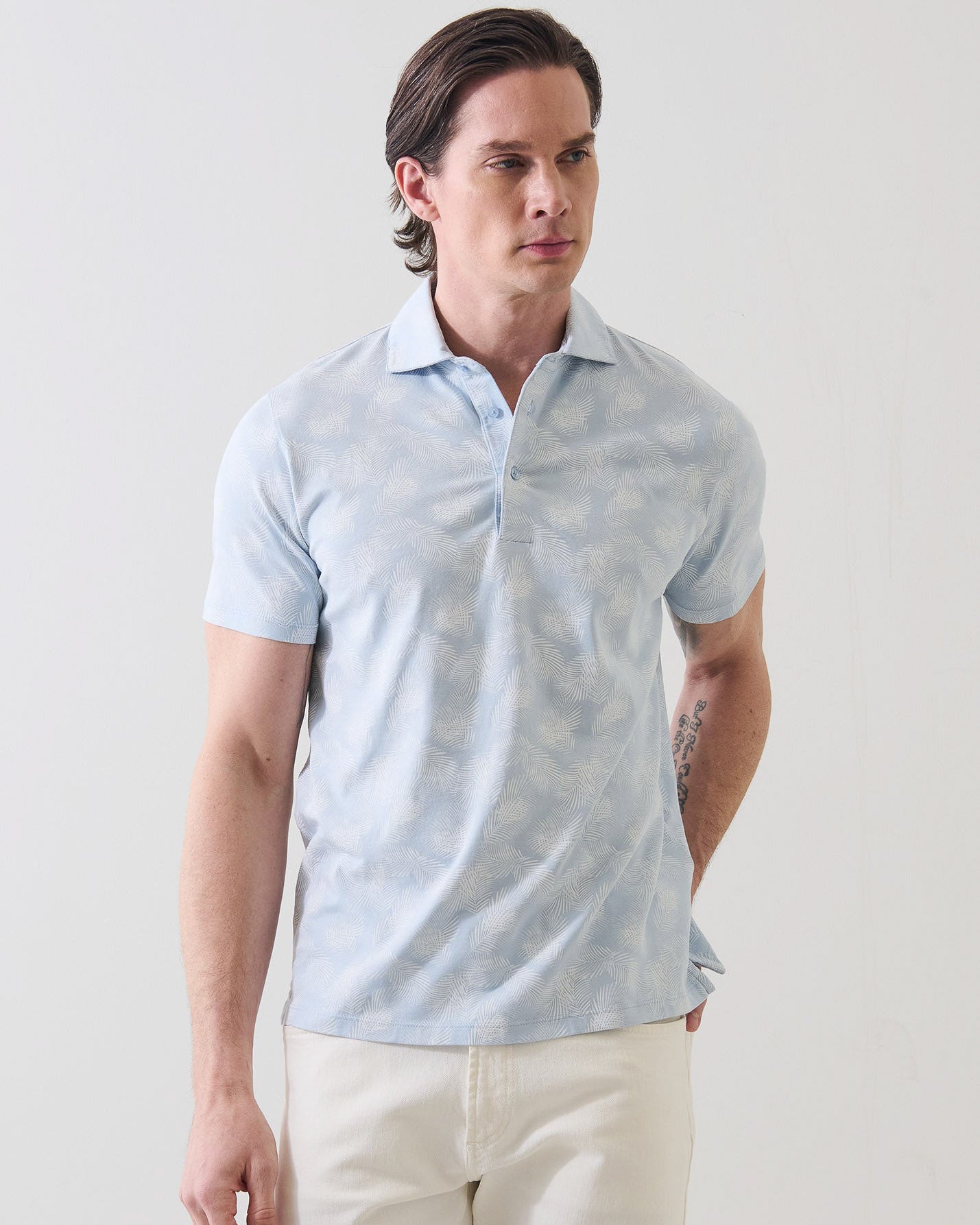 Tropical Leaf Print Polo