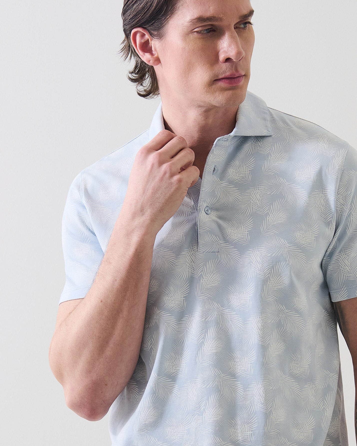 Tropical Leaf Print Polo