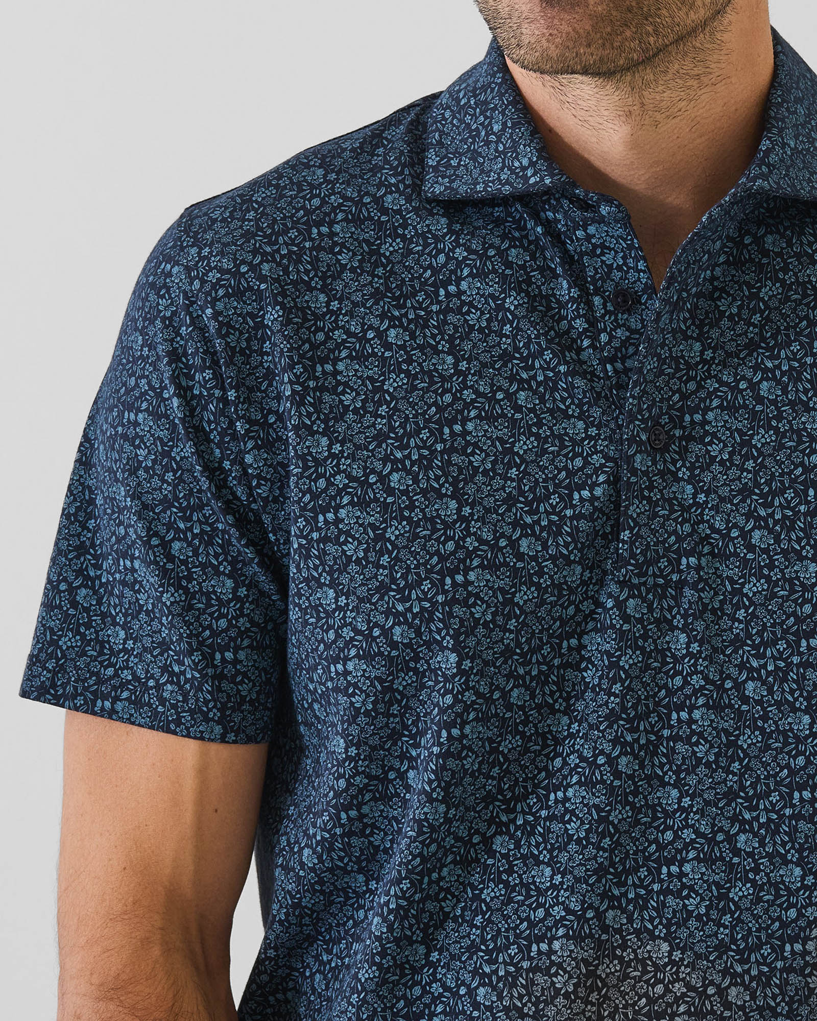 Pima Cotton Stretch Micro Floral Print Polo