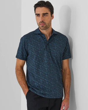 Pima Cotton Stretch Micro Floral Print Polo