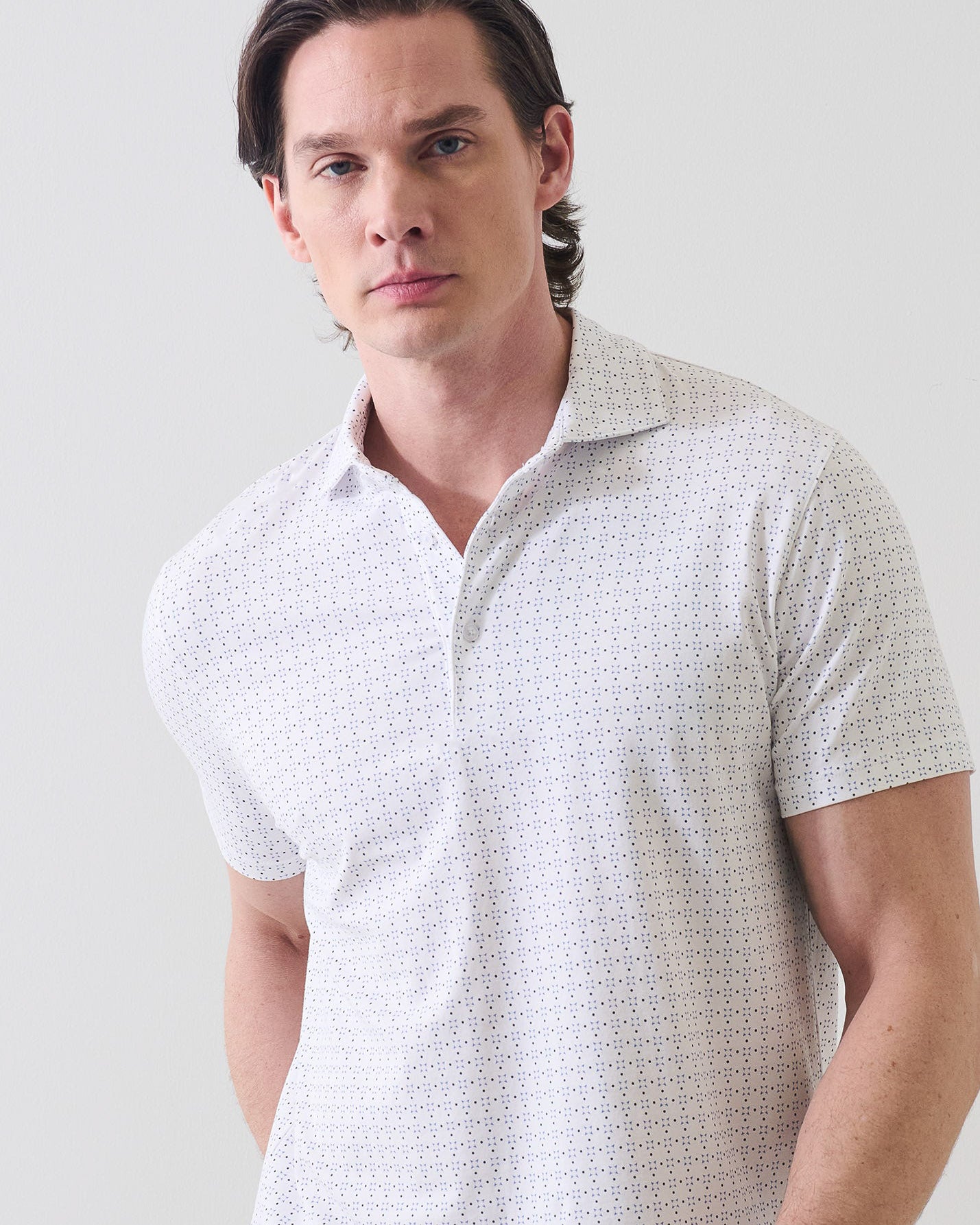 Micro Geometric Print Polo