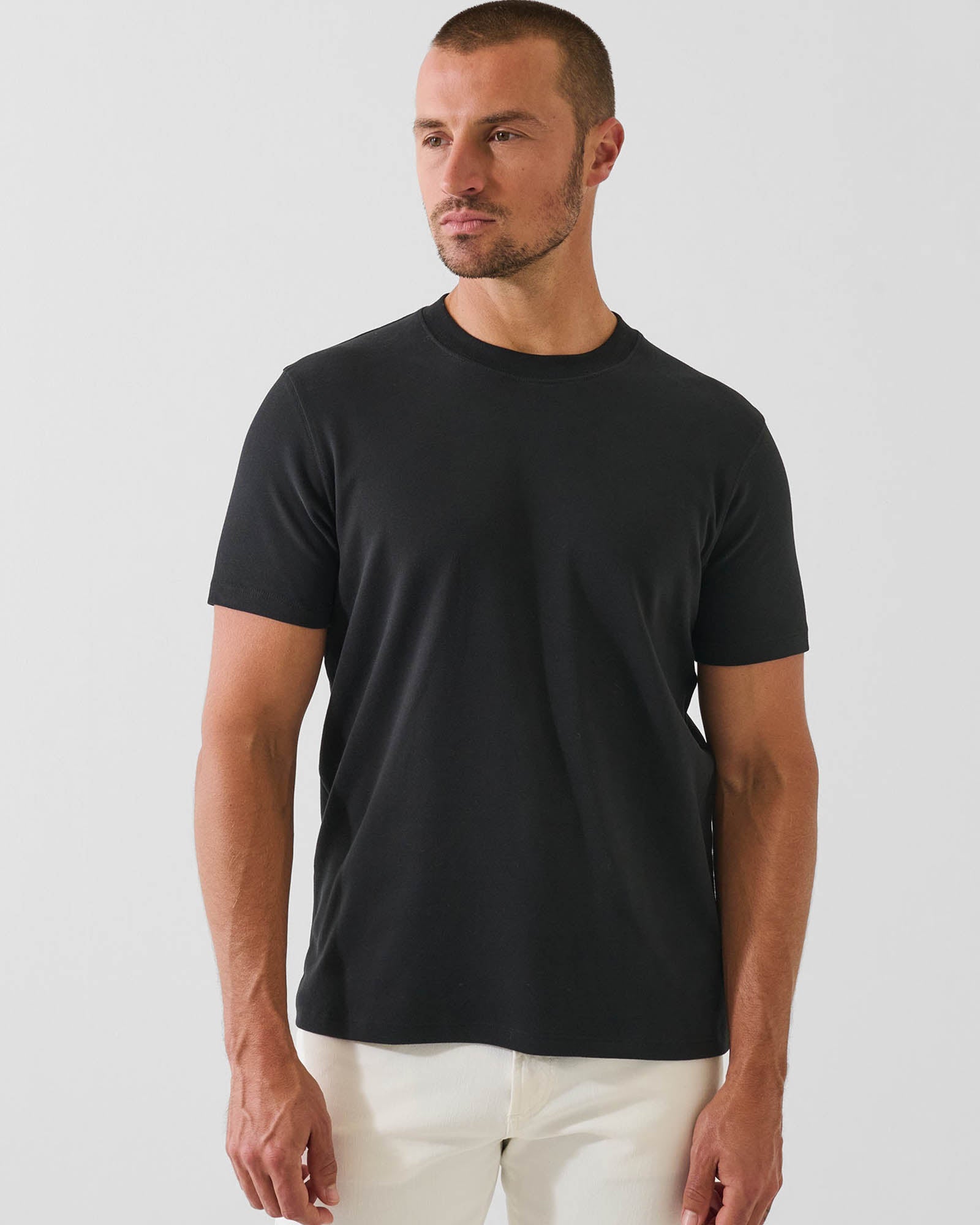 T-shirt ras du cou à manches courtes en Pima Stretch