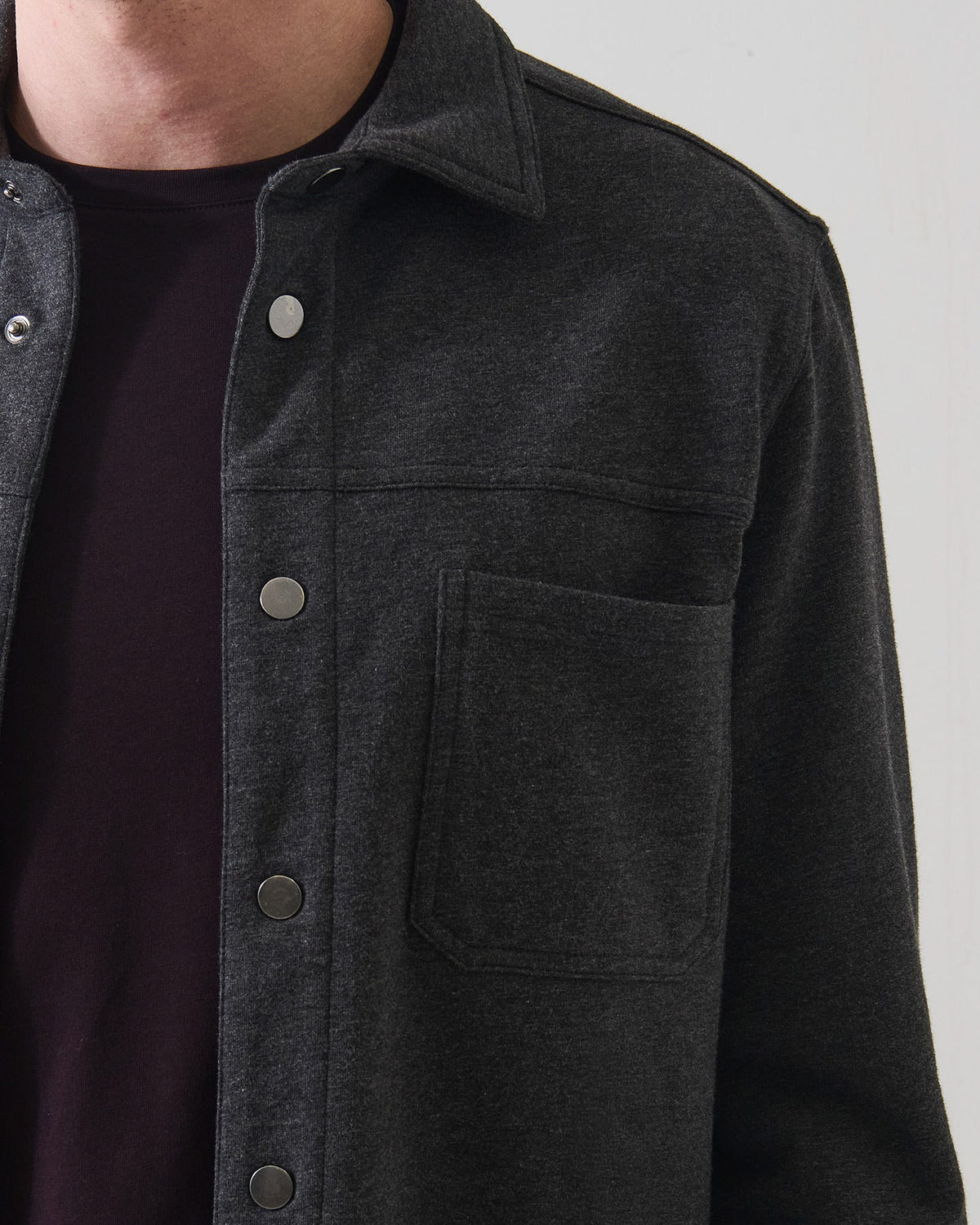 Long Sleeve Snap Front Shirt Jacket