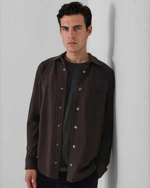 Long Sleeve Snap Front Shirt Jacket