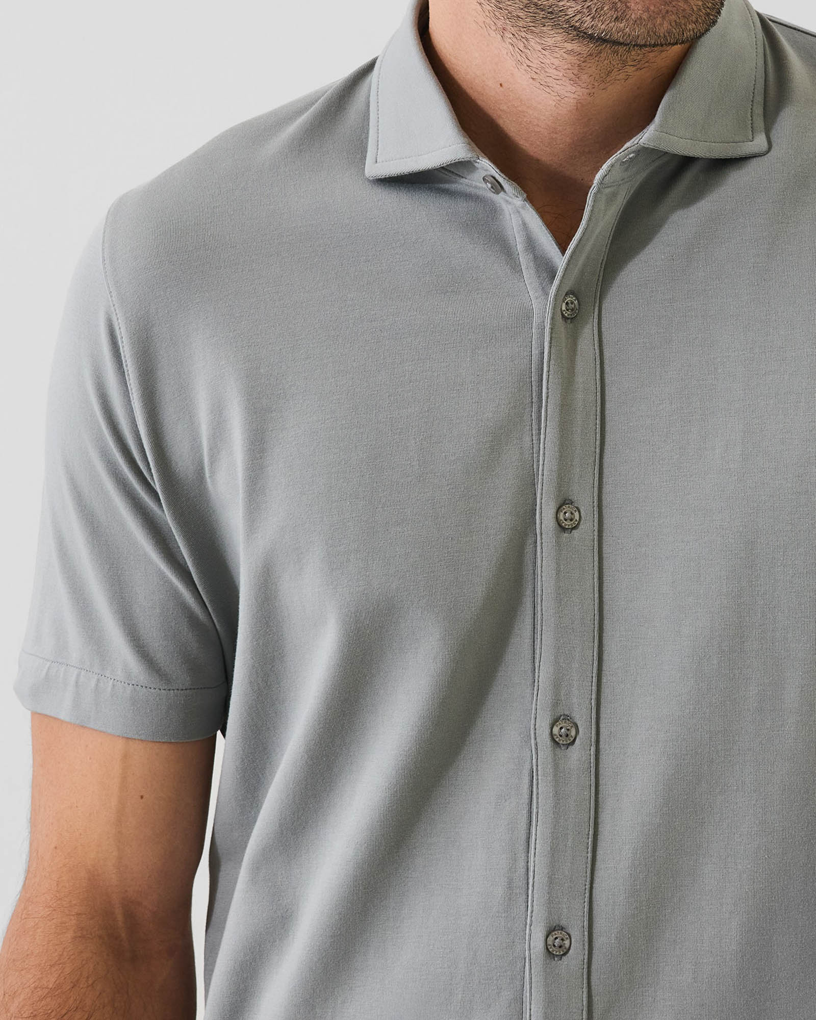 Pima Cotton Stretch Button Front Shirt