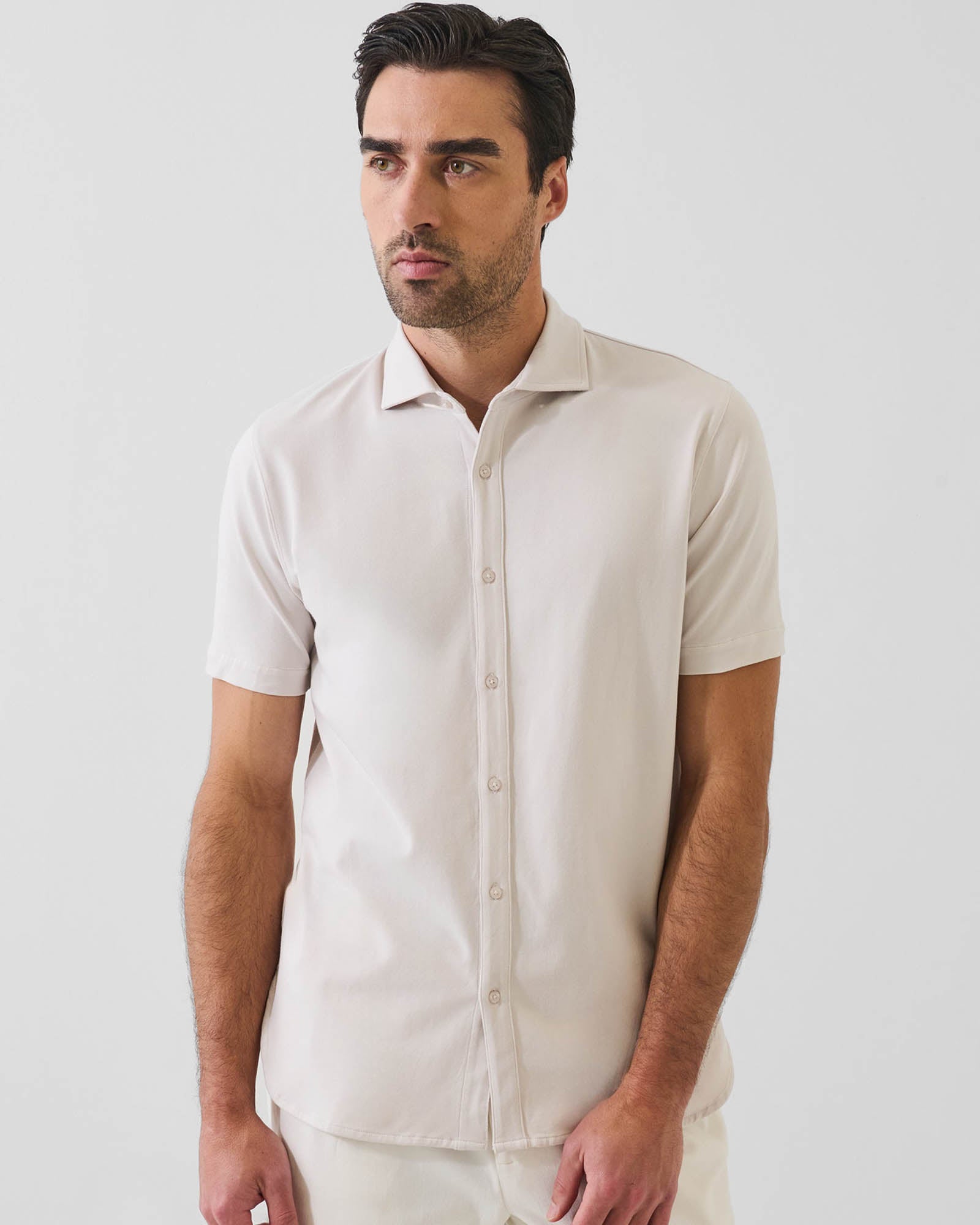 Pima Cotton Stretch Button Front Shirt