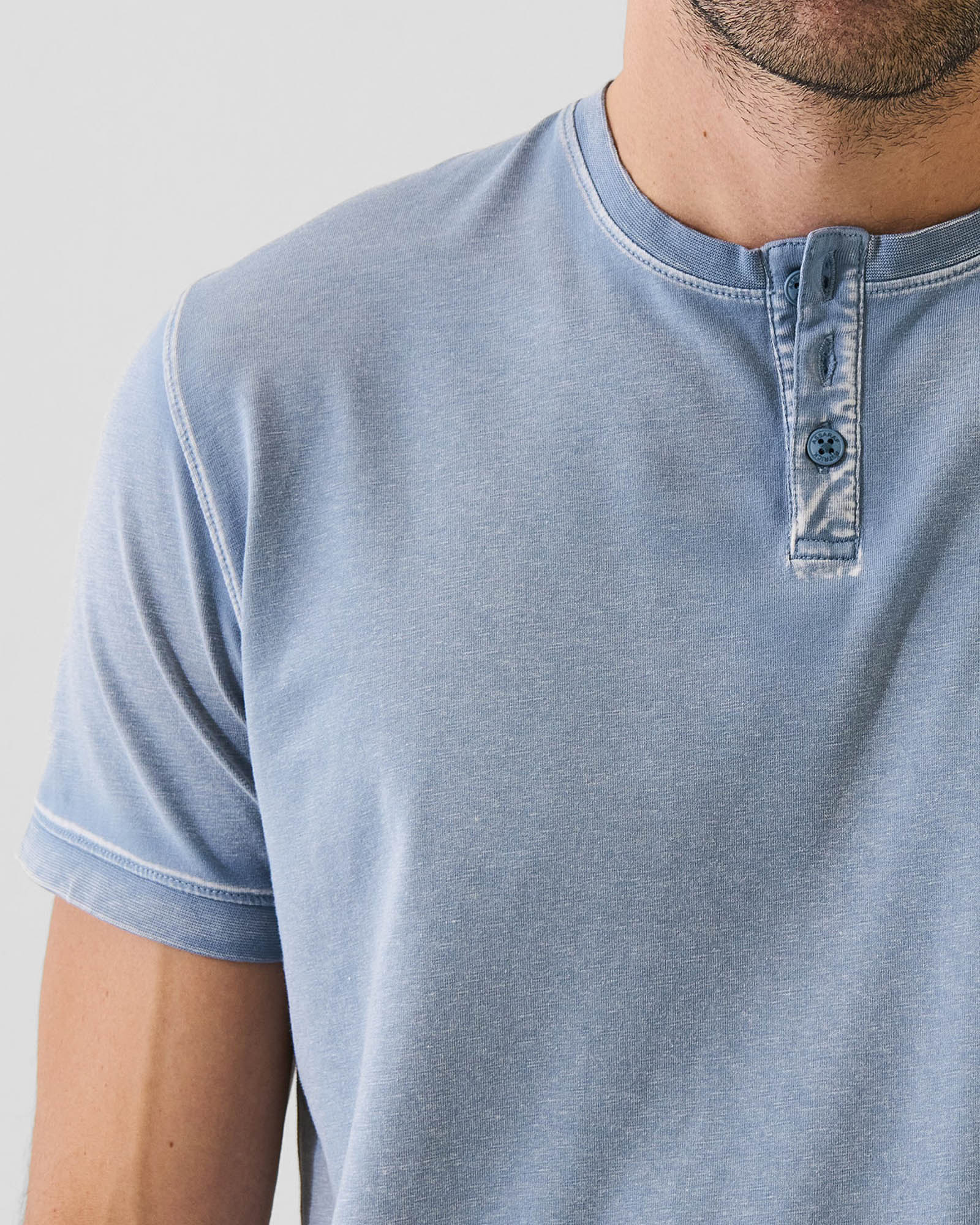 Pima Cotton Stretch Vintage Wash Henley T-Shirt