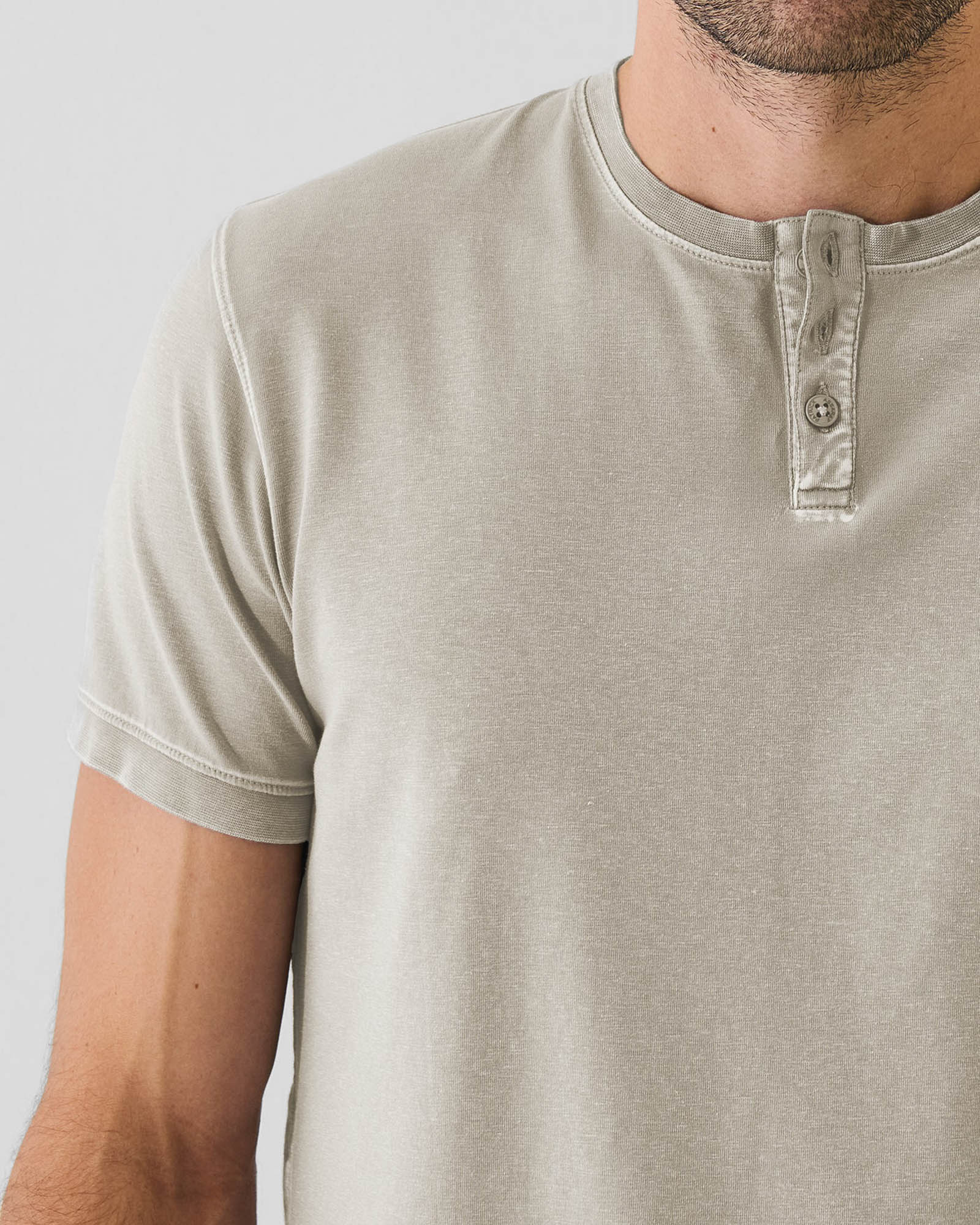 Pima Cotton Stretch Vintage Wash Henley T-Shirt