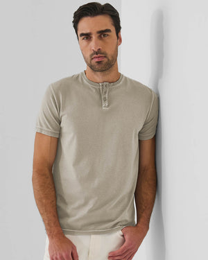 Pima Cotton Stretch Vintage Wash Henley T-Shirt