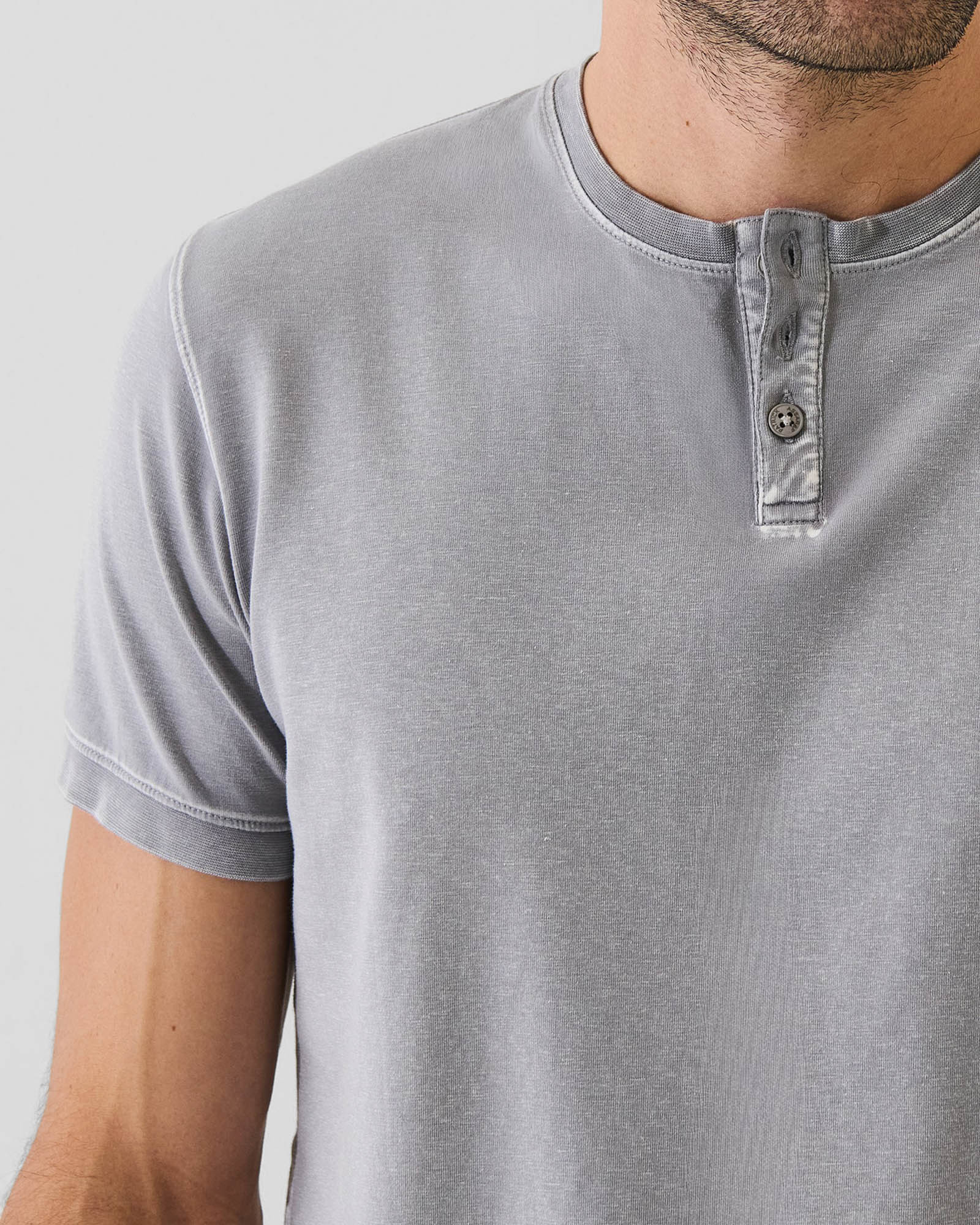 Pima Cotton Stretch Vintage Wash Henley T-Shirt