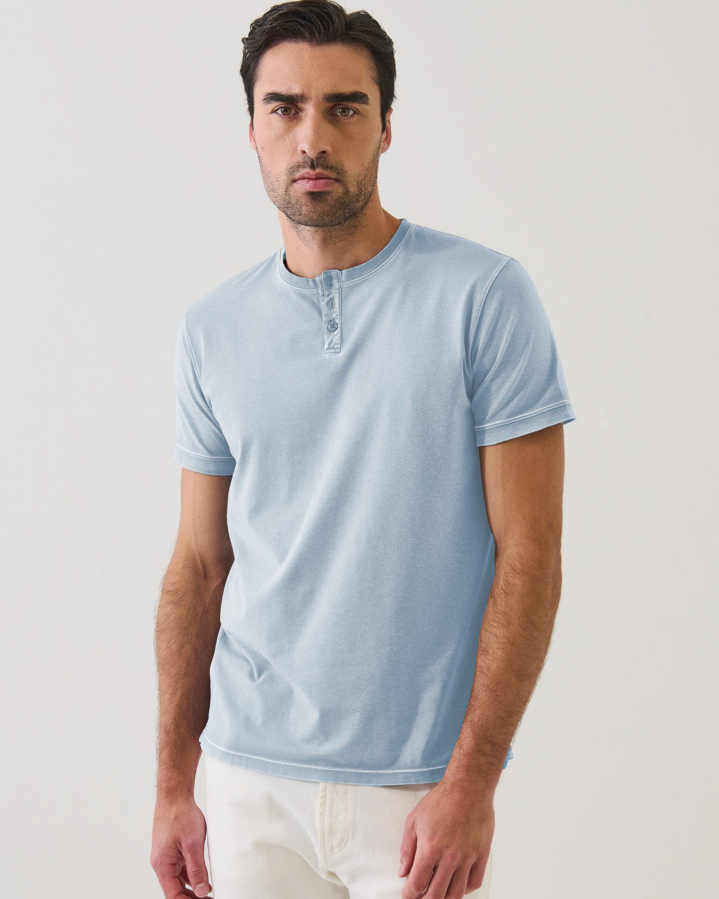 Short Sleeve Pima Cotton Old Wash Henley T-Shirt