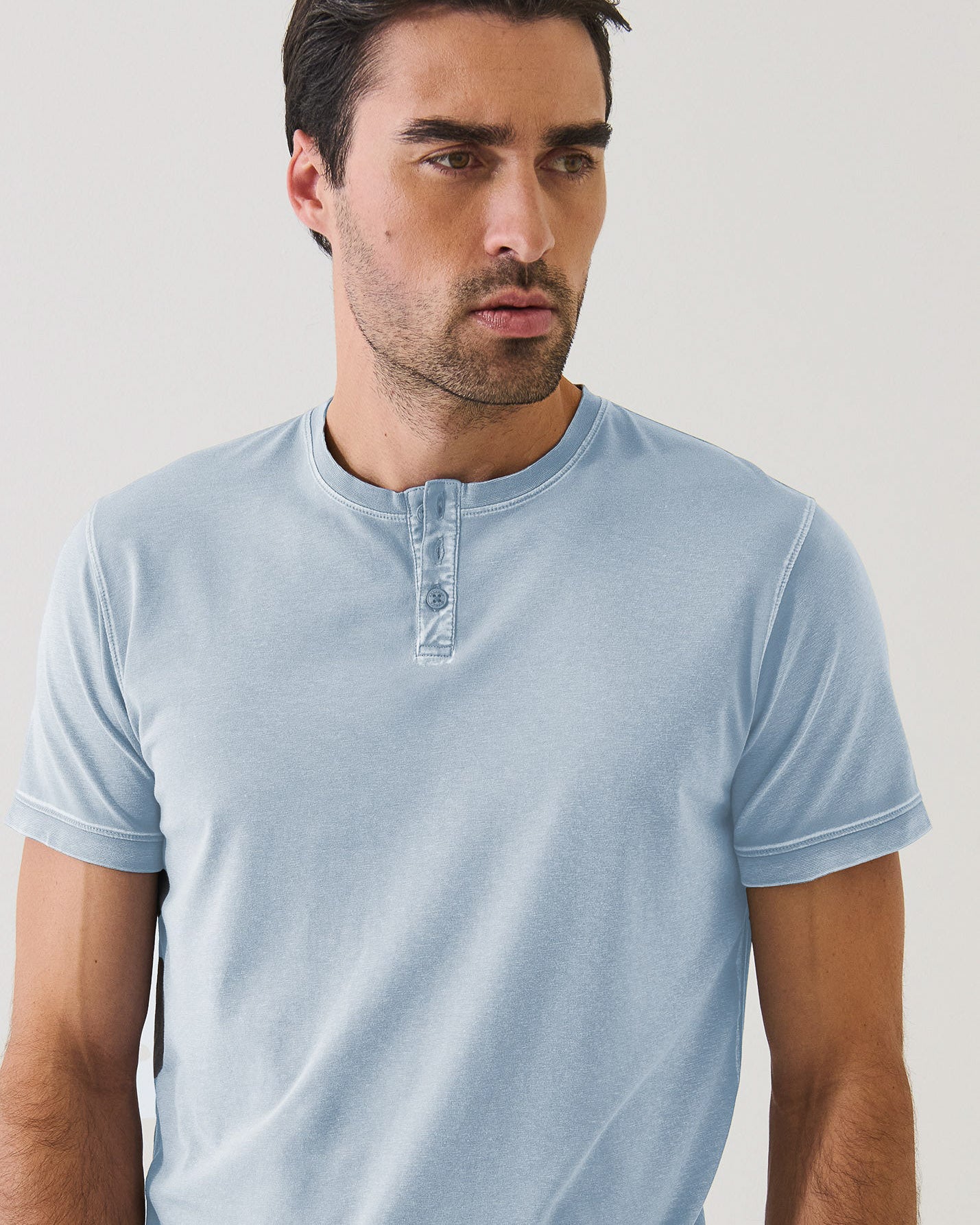 Short Sleeve Pima Cotton Old Wash Henley T-Shirt
