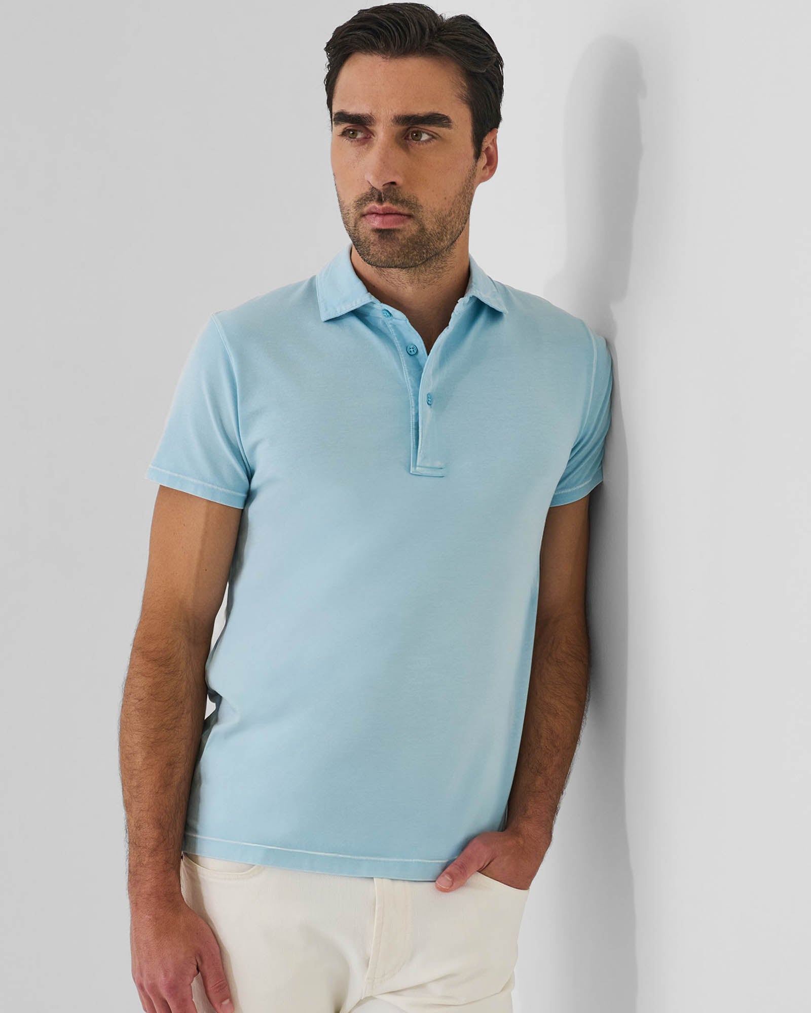 Pima Cotton Stretch Vintage Wash Short Sleeve Polo