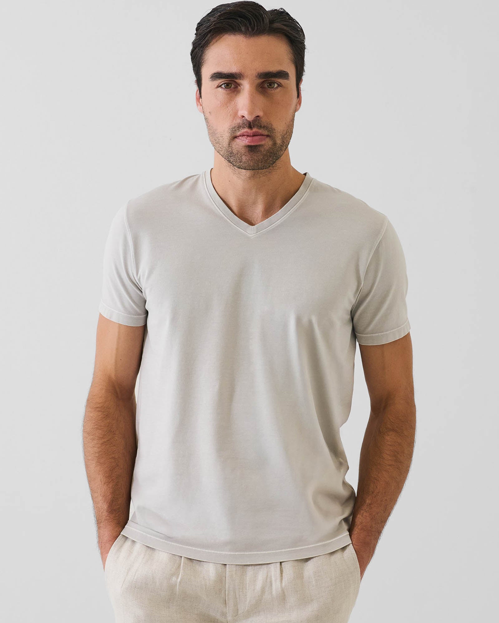 Pima Cotton Stretch Vintage Wash V-Neck T-Shirt