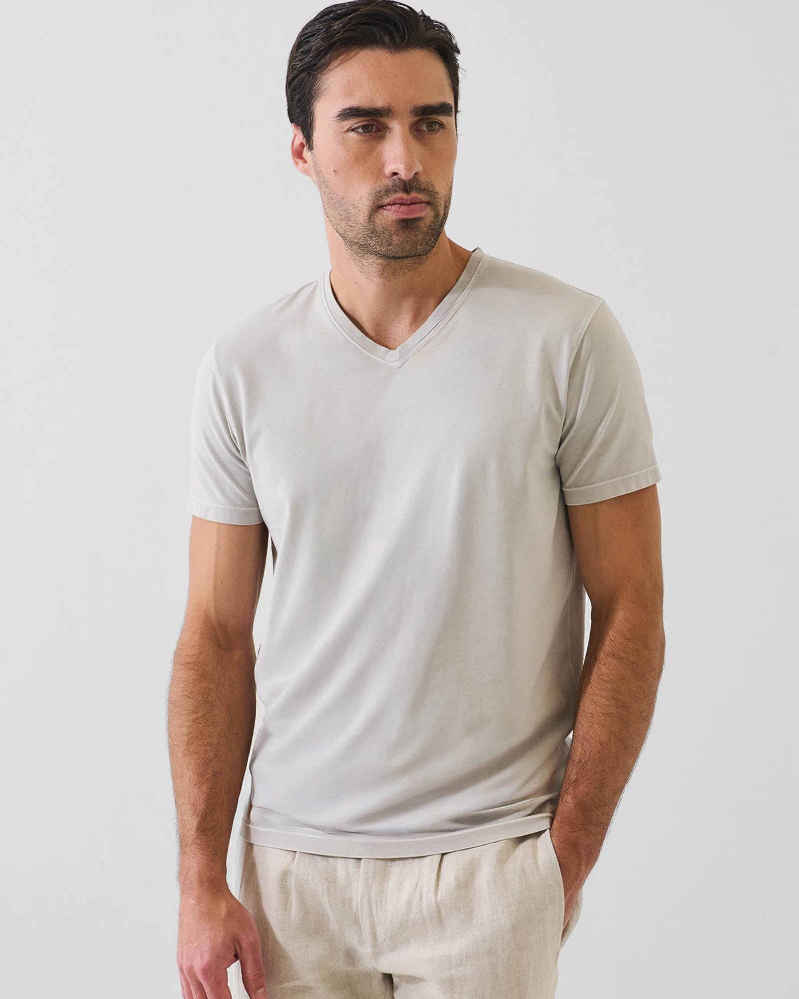 Pima Cotton Stretch Vintage Wash V-Neck T-Shirt