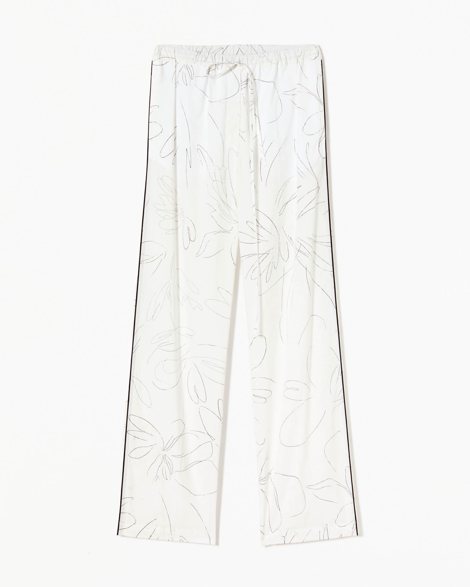 White Floral Cotton Pants