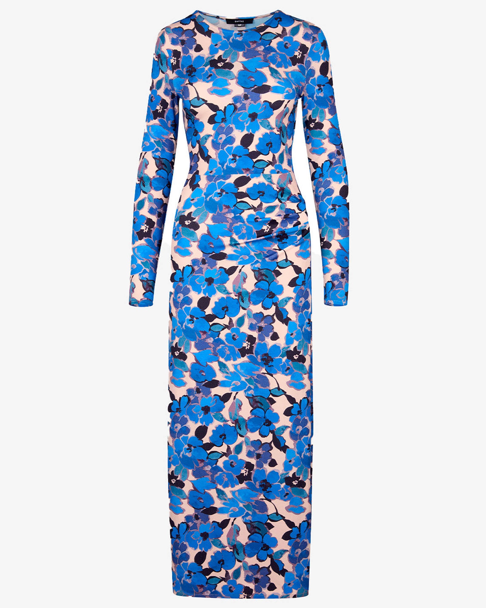 Ruched Crewneck Midi Dress