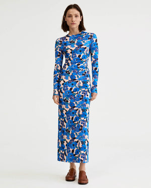 Ruched Crewneck Midi Dress