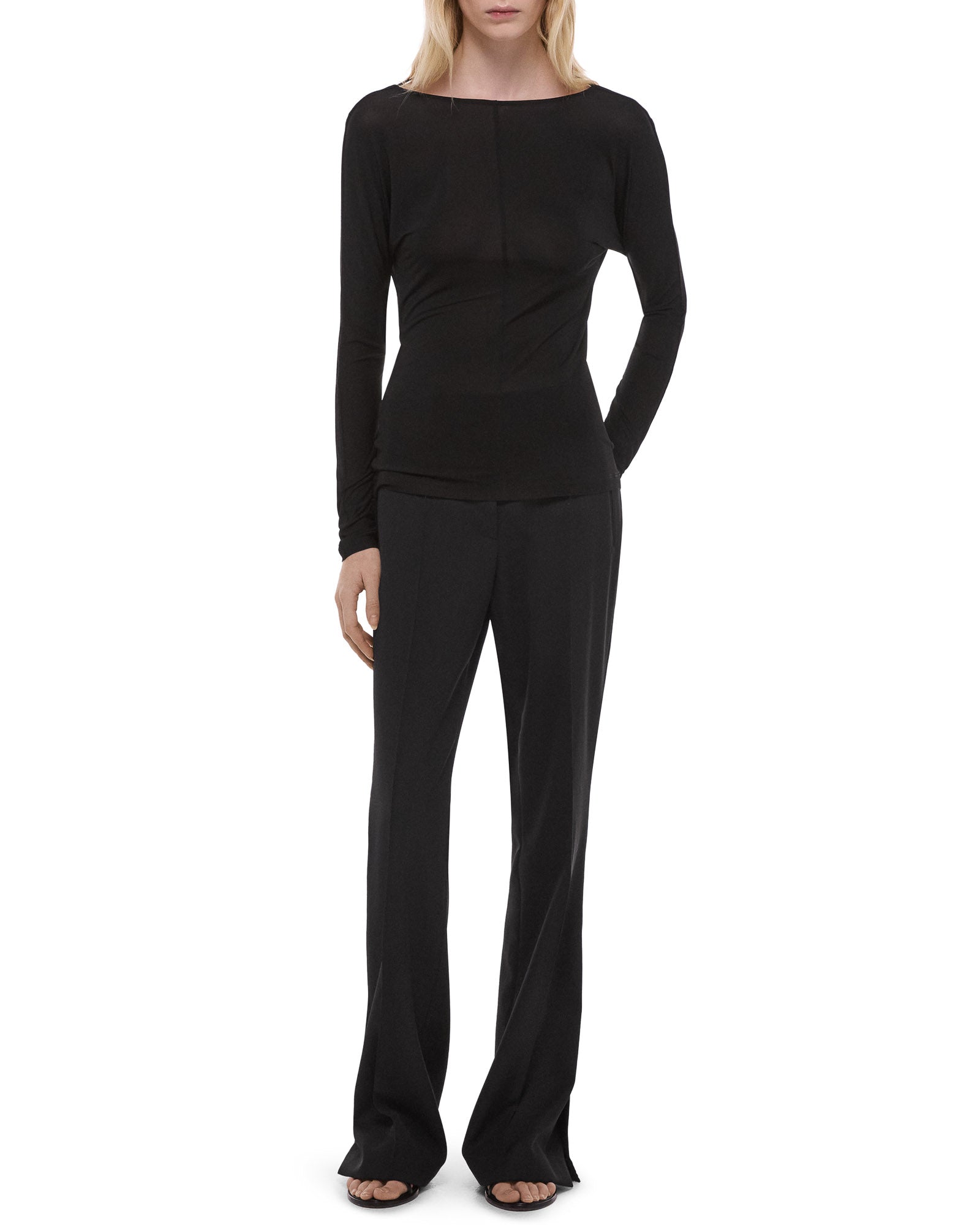 Cowl Back Long Sleeve