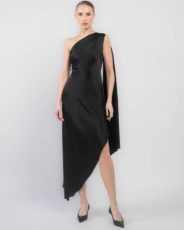 Satin One-Shoulder Dress