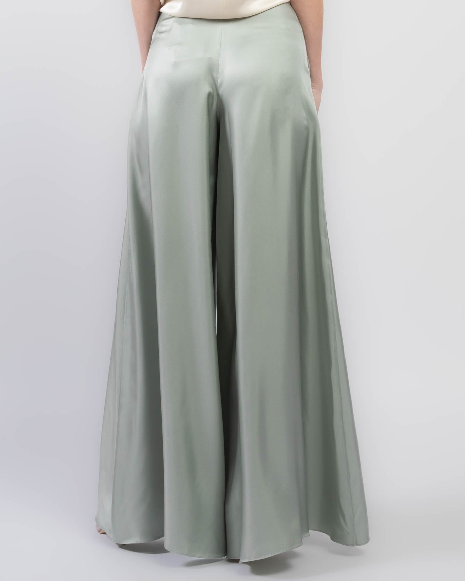 Silk Twill Wide Leg Pants