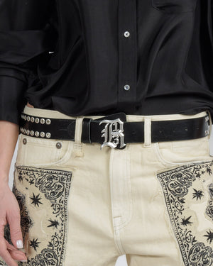 Grommet Logo Buckle Belt