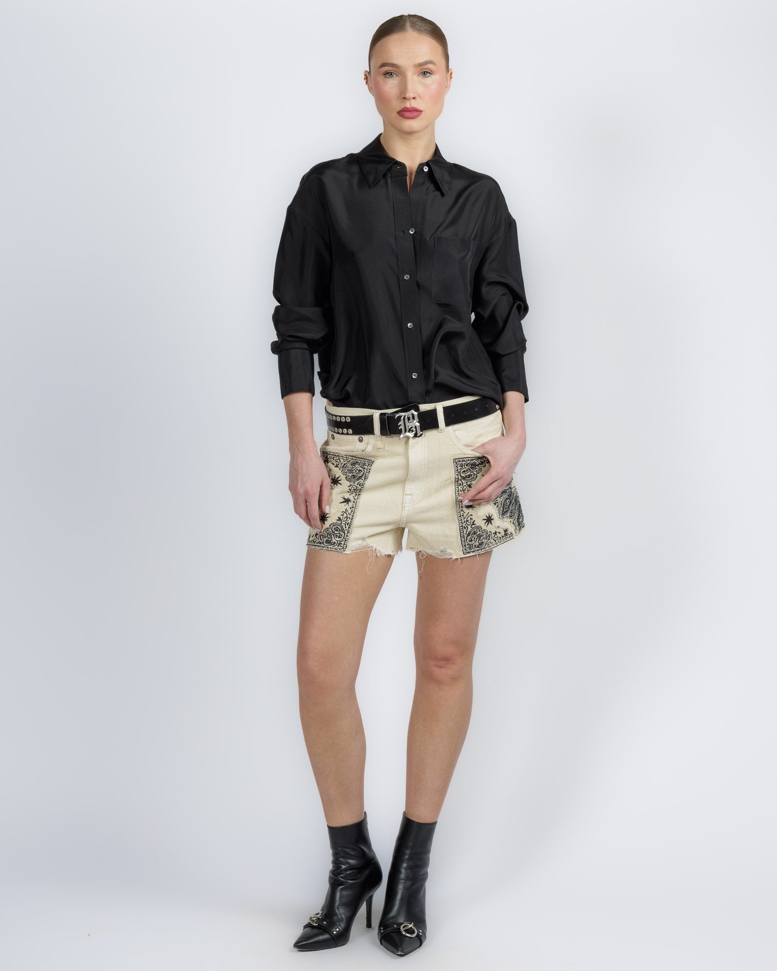 Grommet Logo Buckle Belt