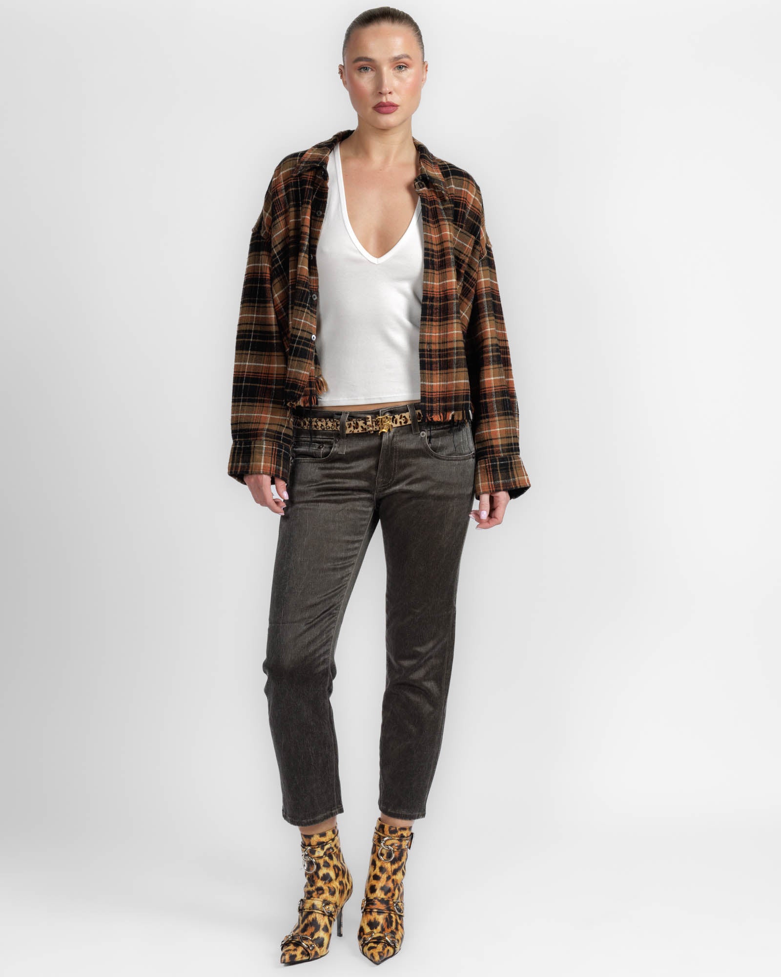 Drop Neck Crop Shirt