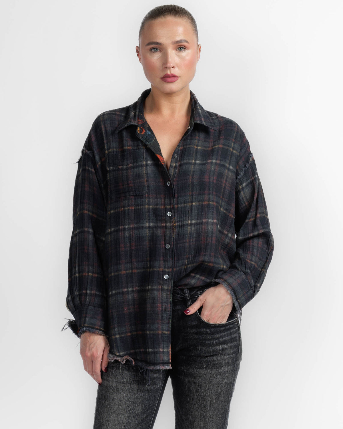 Reversible Shredded Seam Shirt