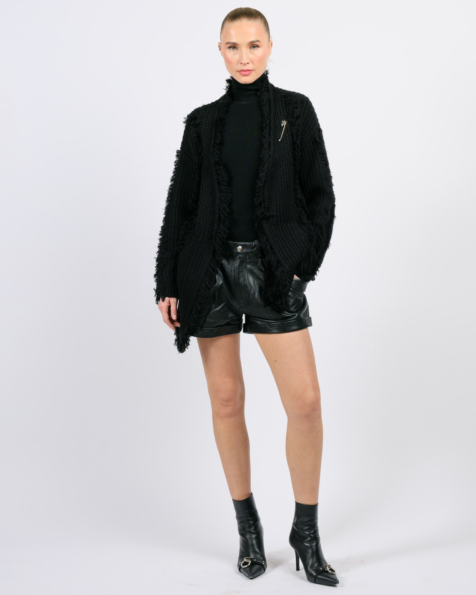 Short à pochette en cuir