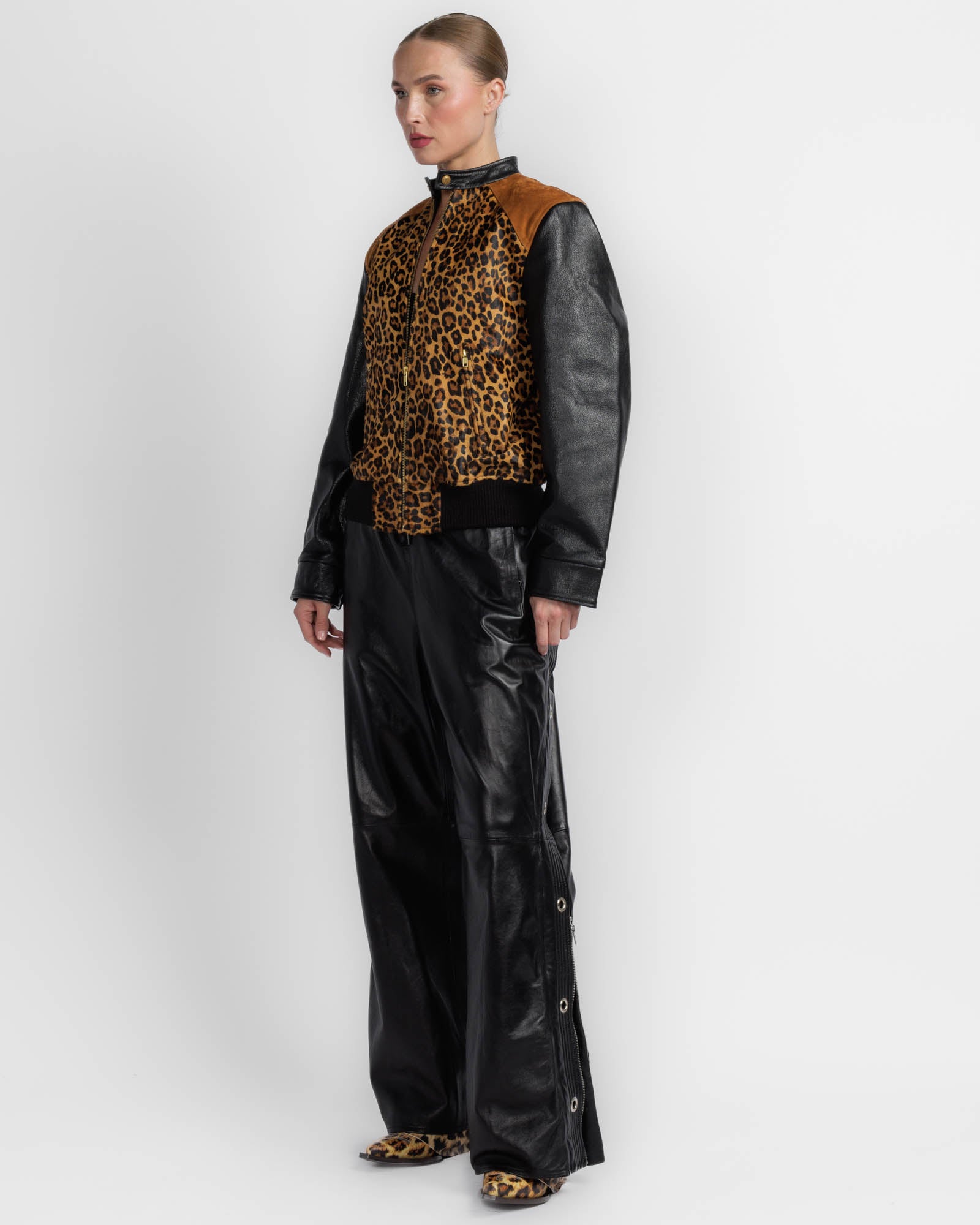 Mix Leather Bomber