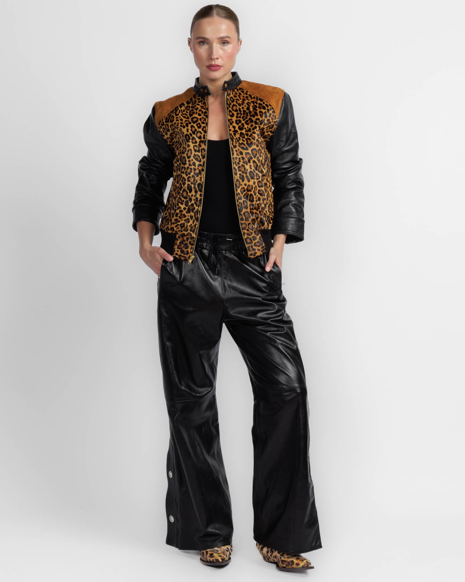Mix Leather Bomber