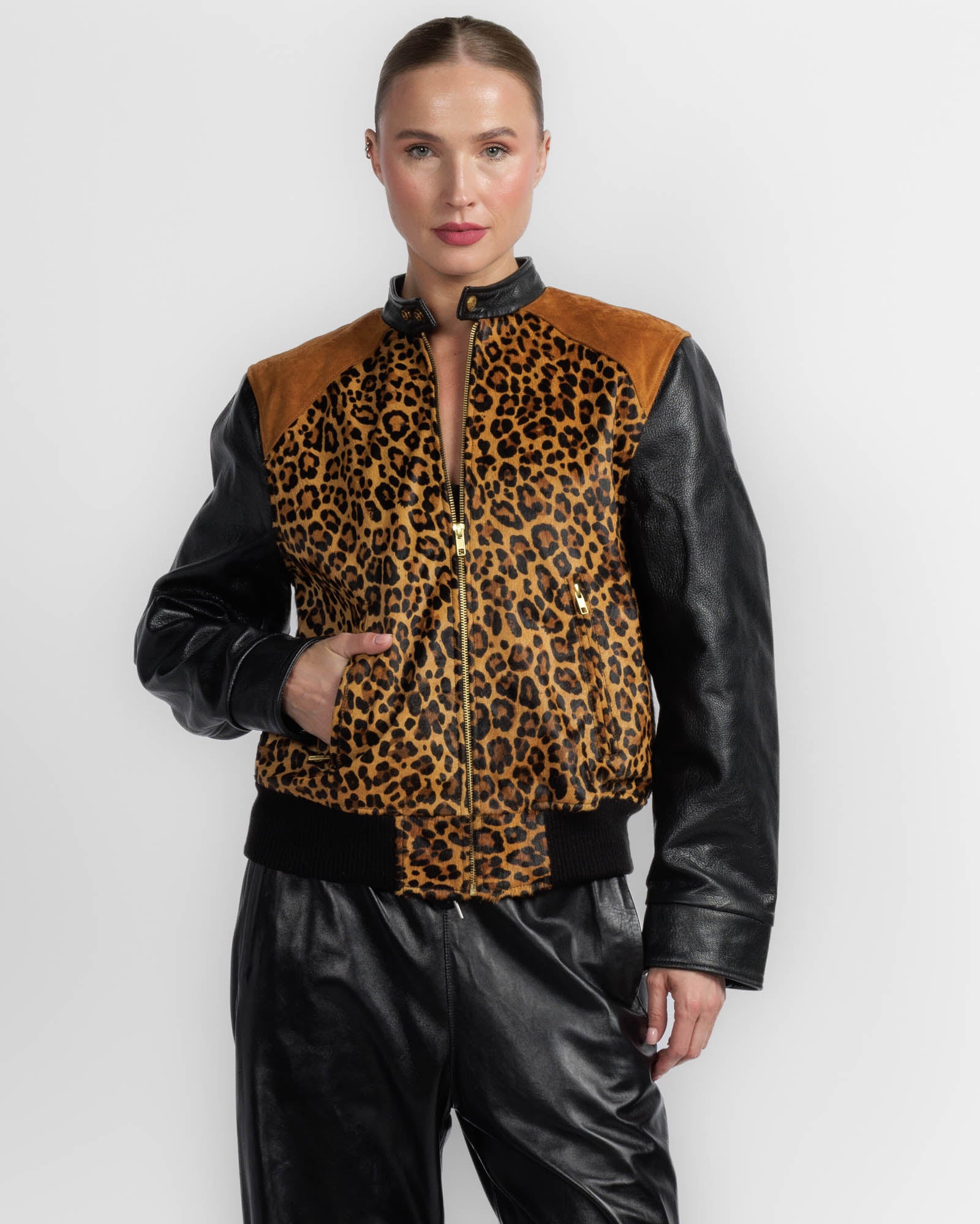 Mix Leather Bomber