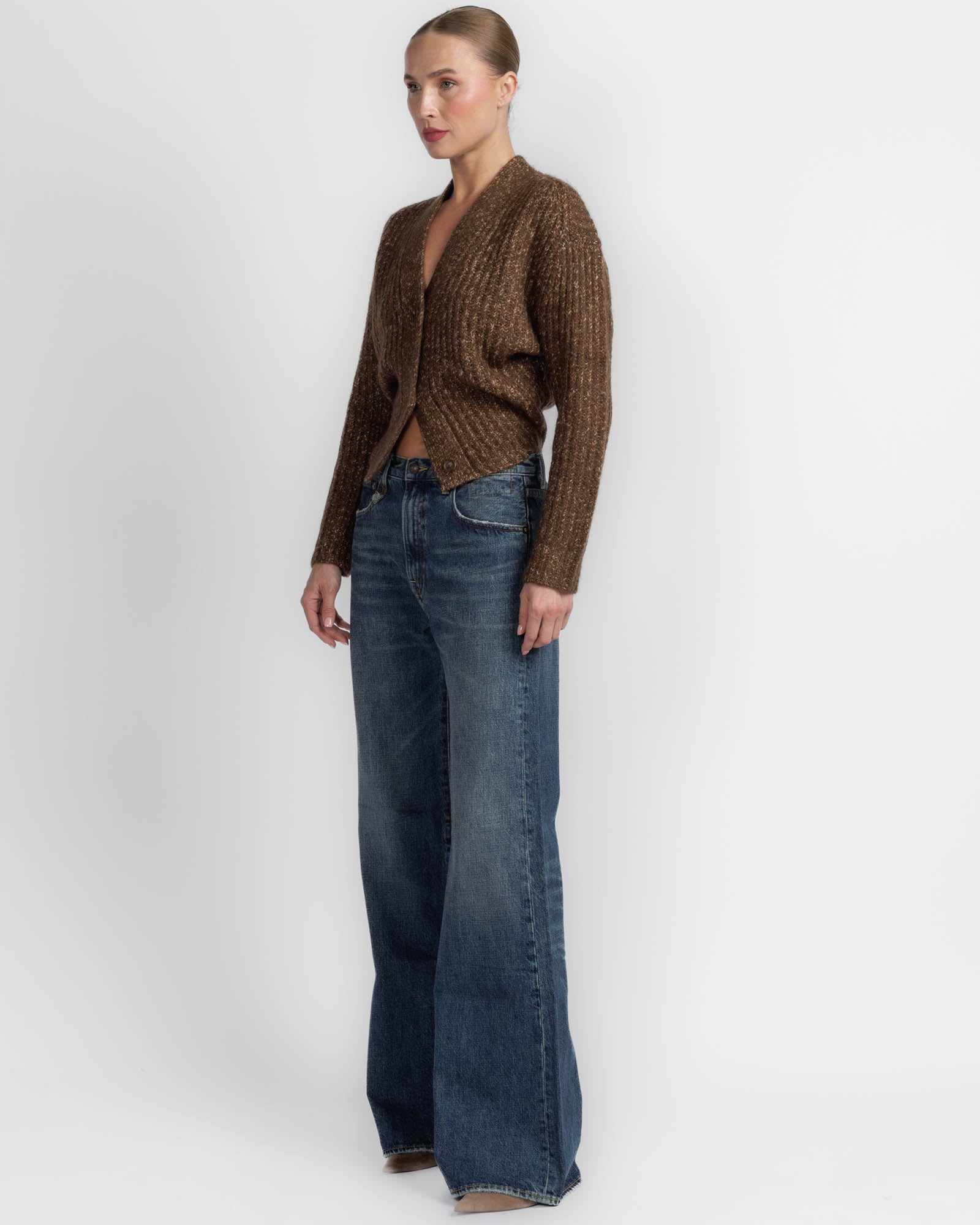 Split Hem Ribbed Cardigan