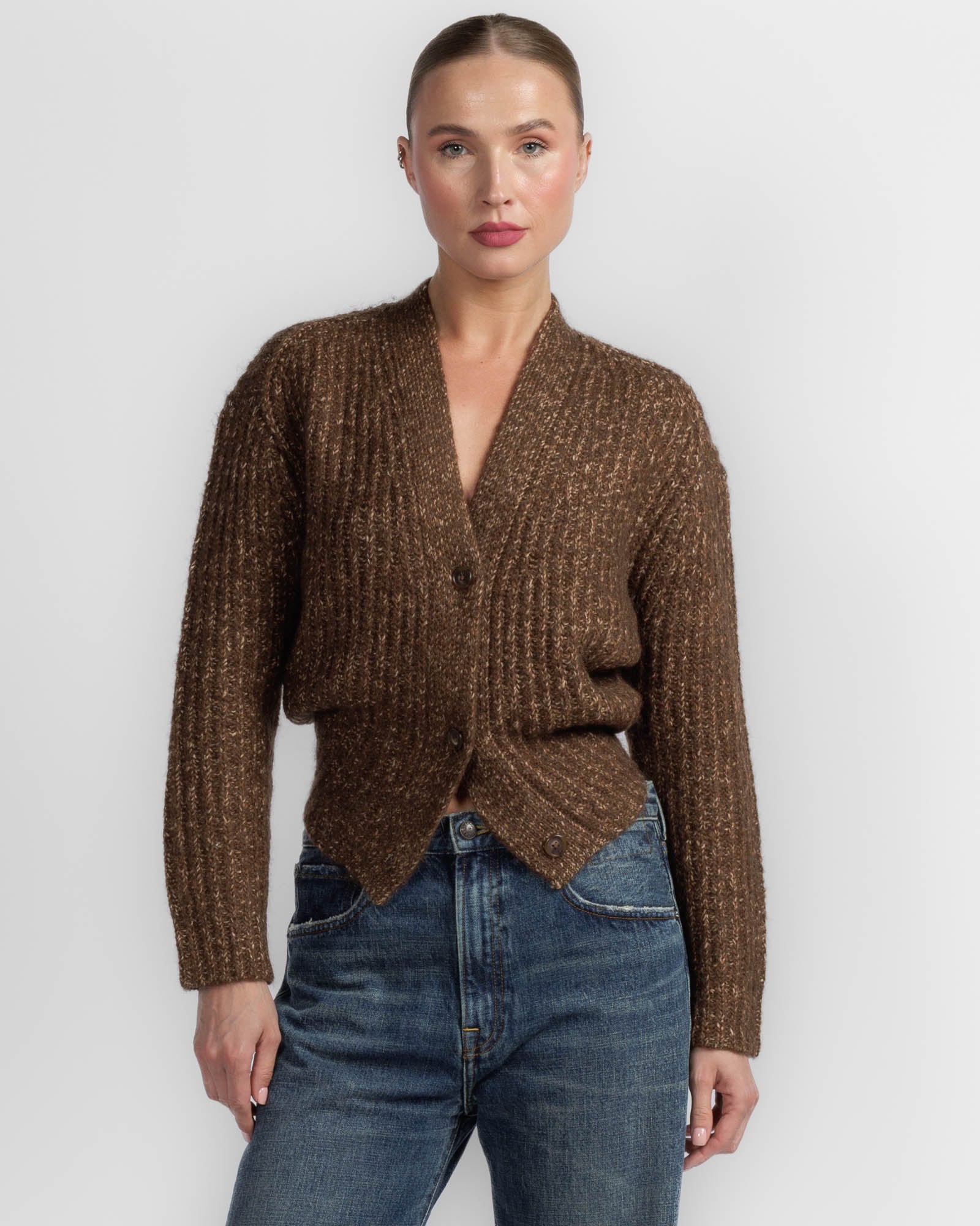 Split Hem Rib Cardigan