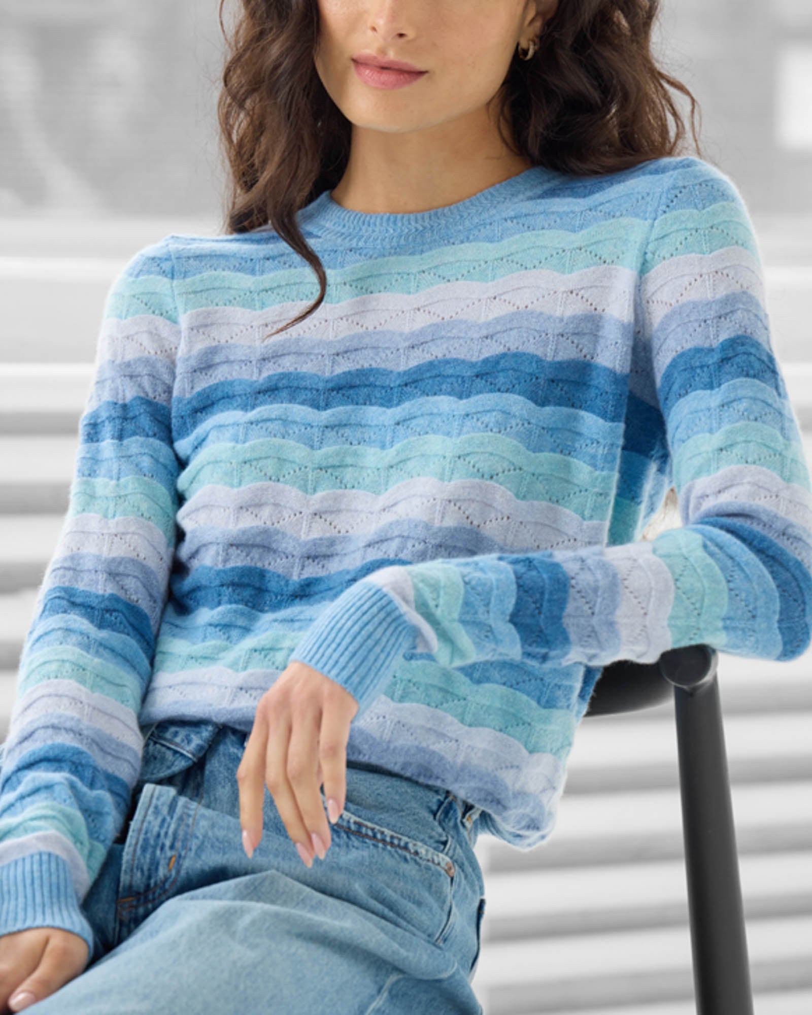 Wavy Stripe Crewneck